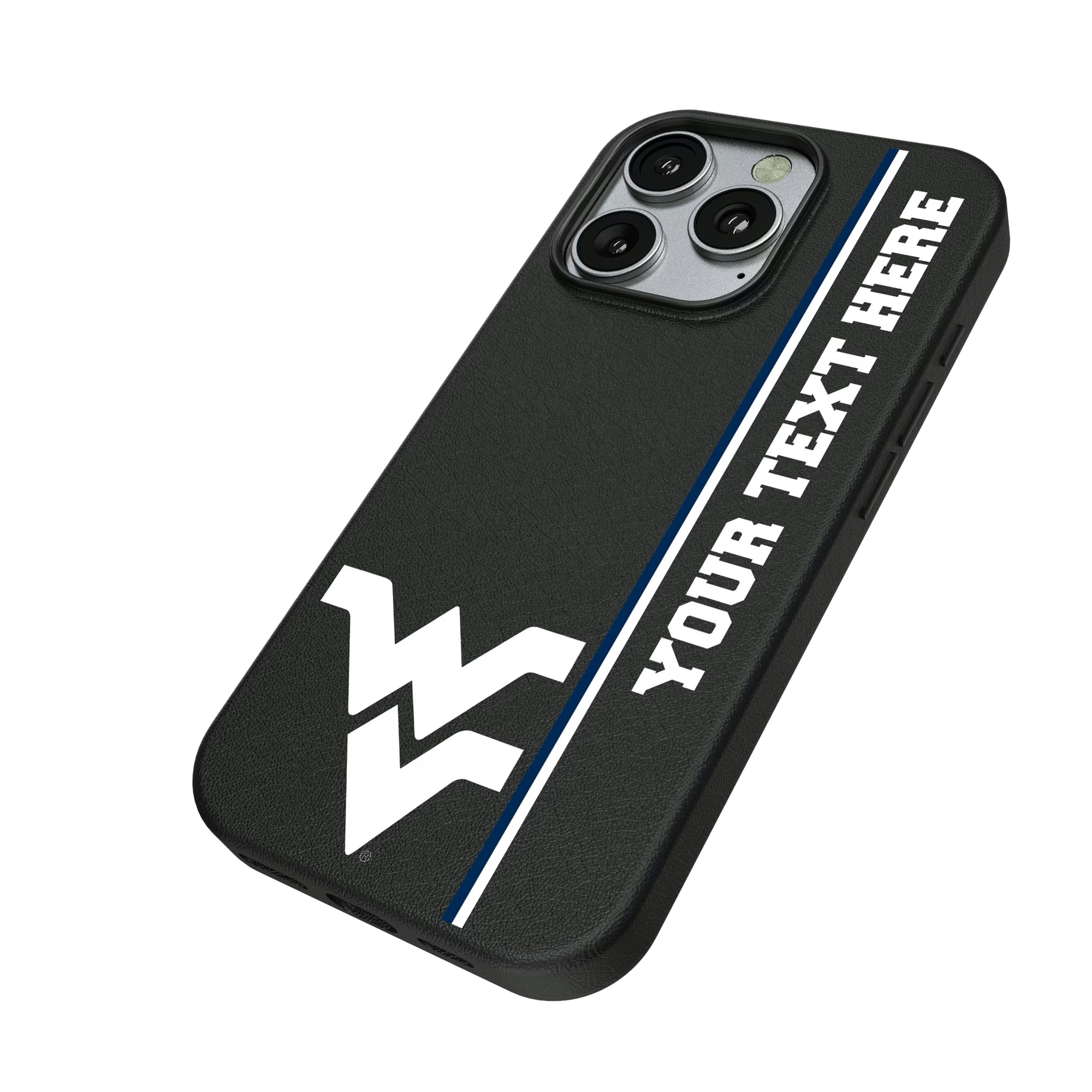 West Virginia University Mountaineers Personalized Sidebard iPhone MagSafe Compatible Phone Case for Apple iPhone - Isometric View