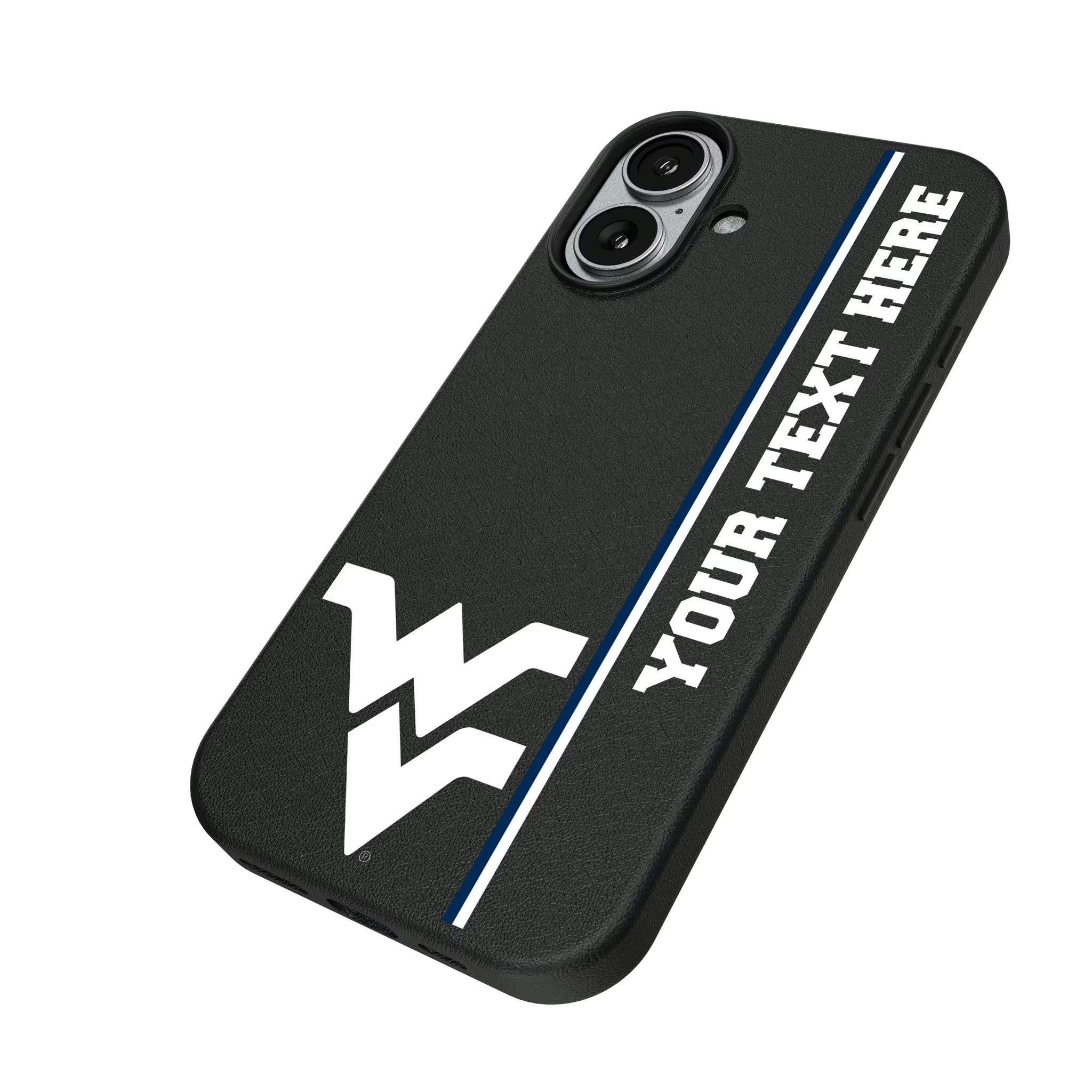 West Virginia University Mountaineers Personalized Sidebard iPhone MagSafe Compatible Phone Case for Apple iPhone - Isometric View#Device_iPhone 17