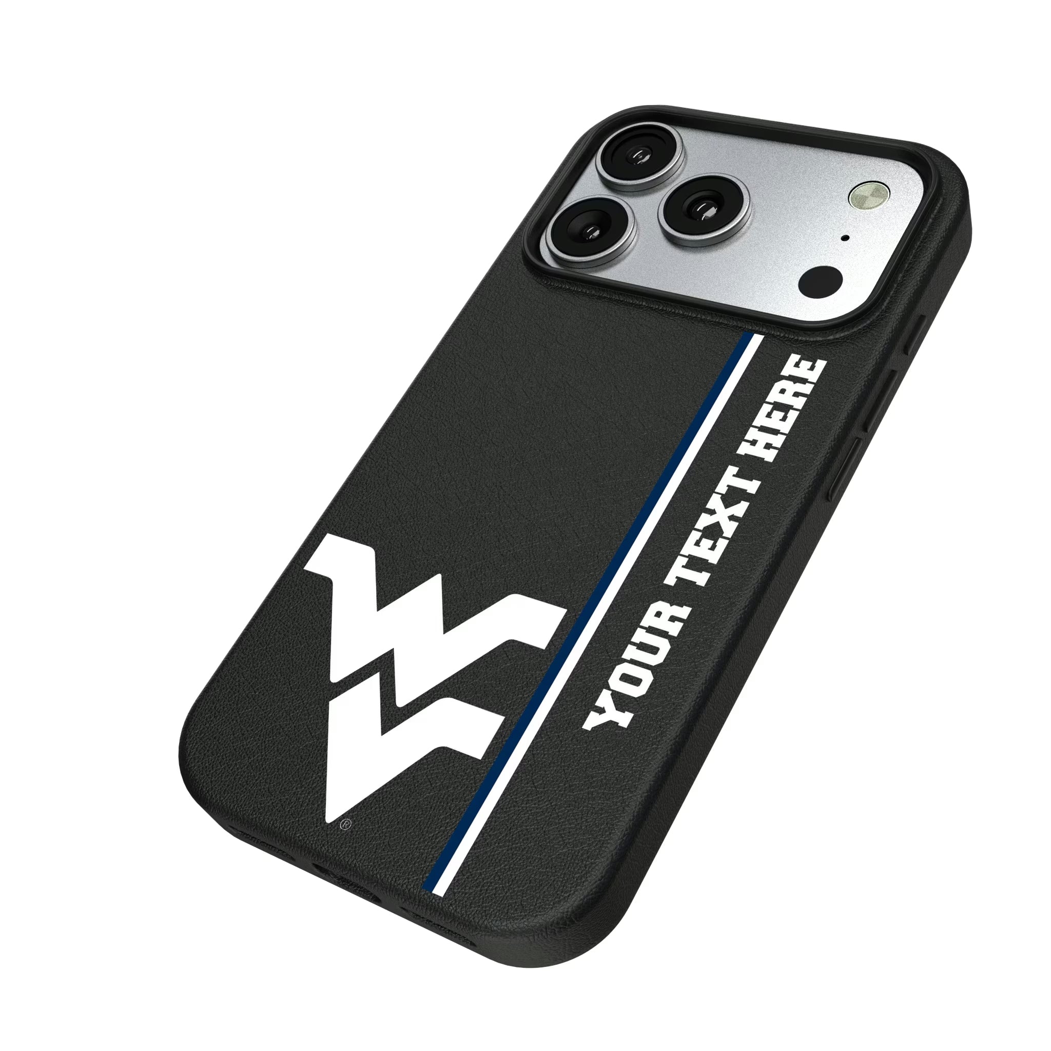 West Virginia University Mountaineers Personalized Sidebard iPhone MagSafe Compatible Phone Case for Apple iPhone - Isometric View#Device_iPhone 17 Pro