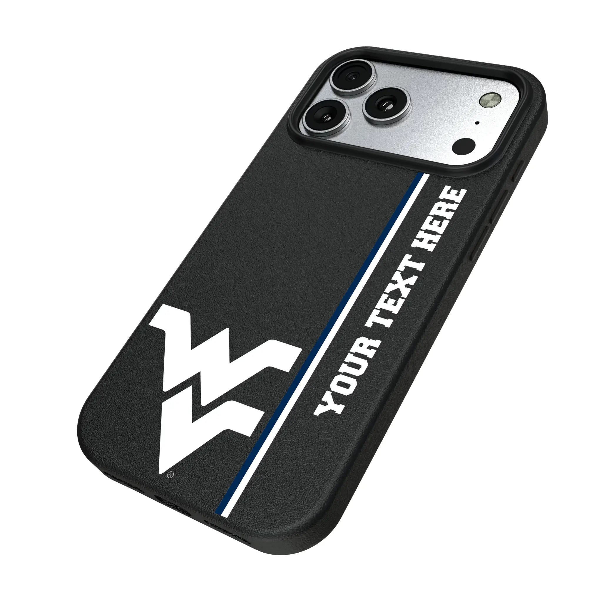 West Virginia University Mountaineers Personalized Sidebard iPhone MagSafe Compatible Phone Case for Apple iPhone - Isometric View#Device_iPhone 17 Pro Max