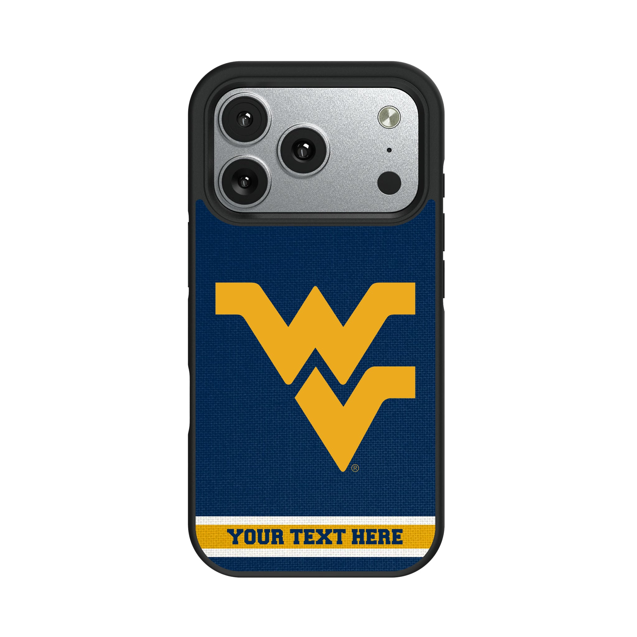 West Virginia University Mountaineers Personalized Stripe iPhone Bump Phone Case for Apple iPhone#Device_iPhone 17 Pro