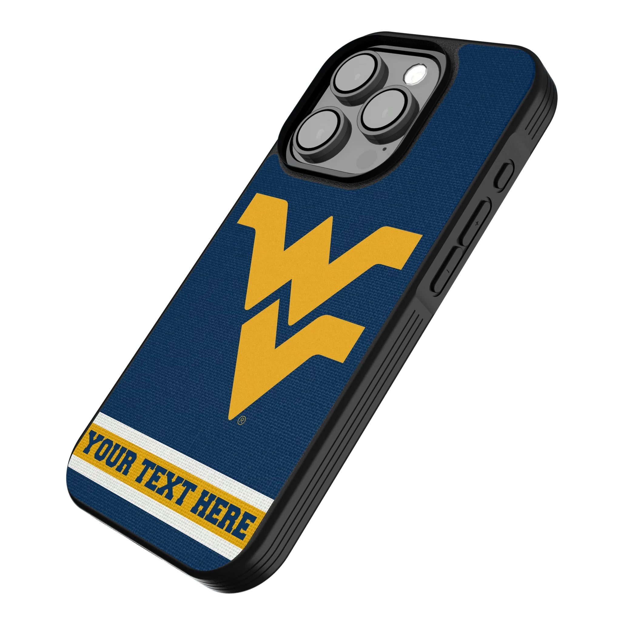 West Virginia University Mountaineers Personalized Stripe iPhone Bump Phone Case for Apple iPhone - Isometric View