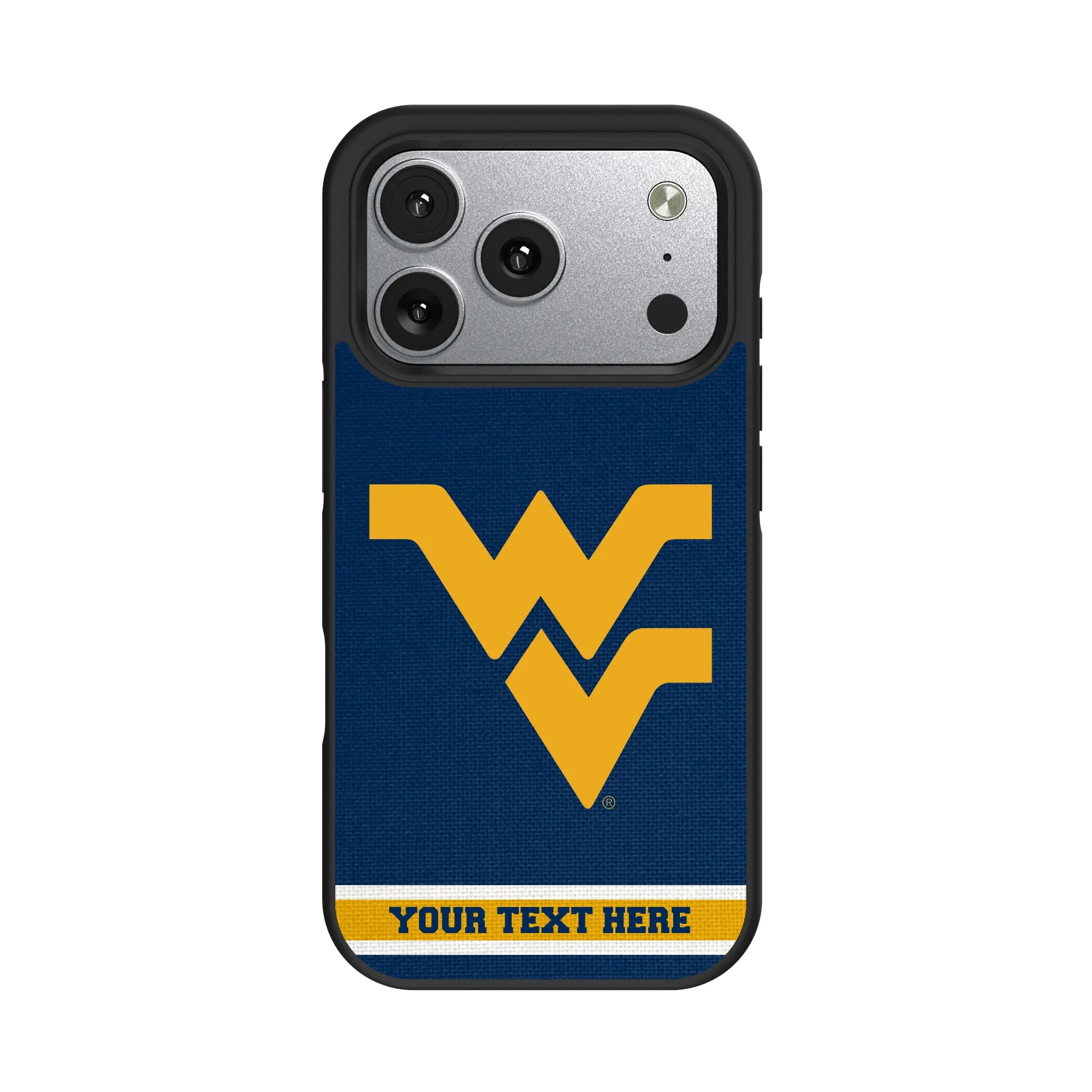 West Virginia University Mountaineers Personalized Stripe iPhone Bump Phone Case for Apple iPhone#Device_iPhone 17 Pro