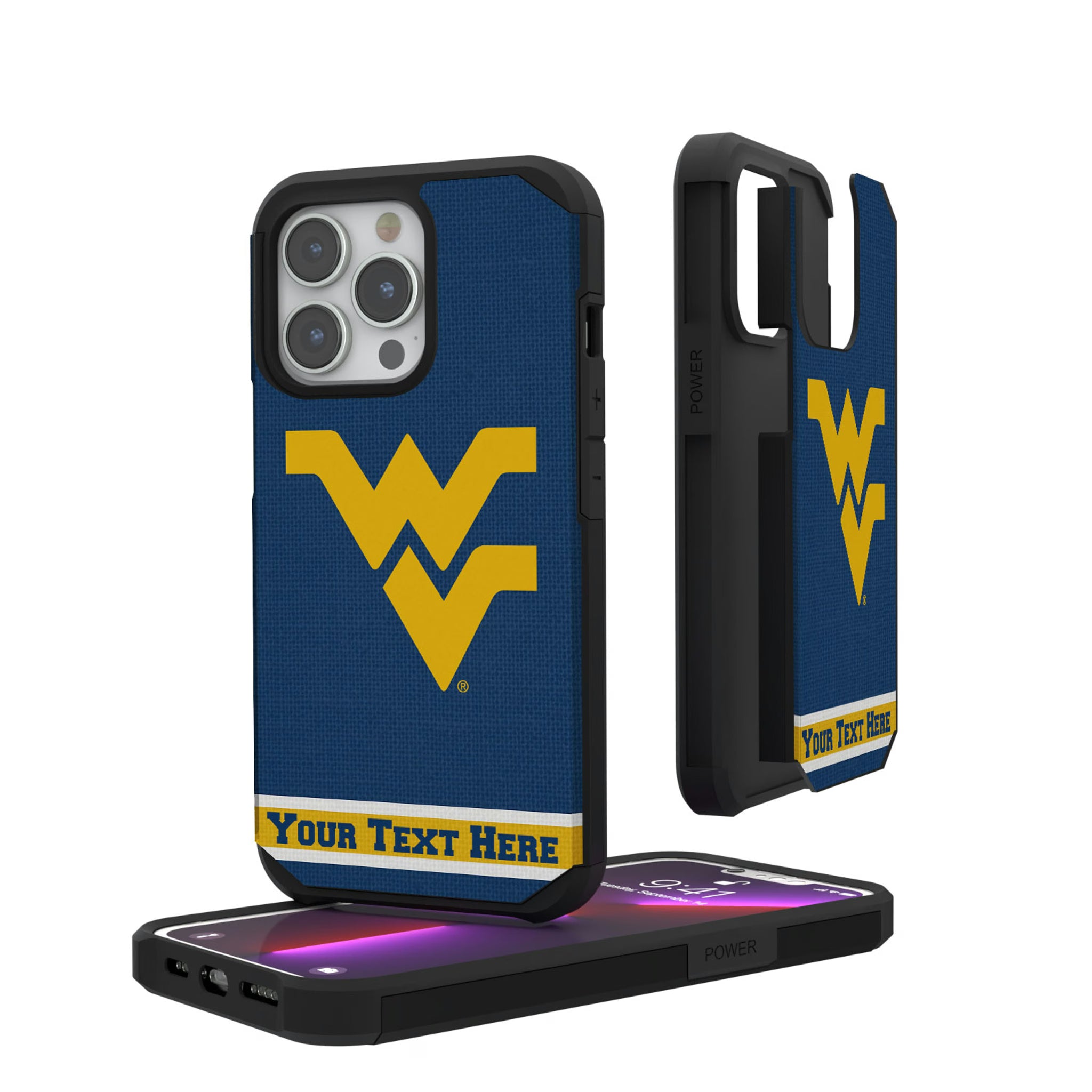 West Virginia University Mountaineers Personalized Stripe iPhone Rugged Phone Case for Apple iPhone