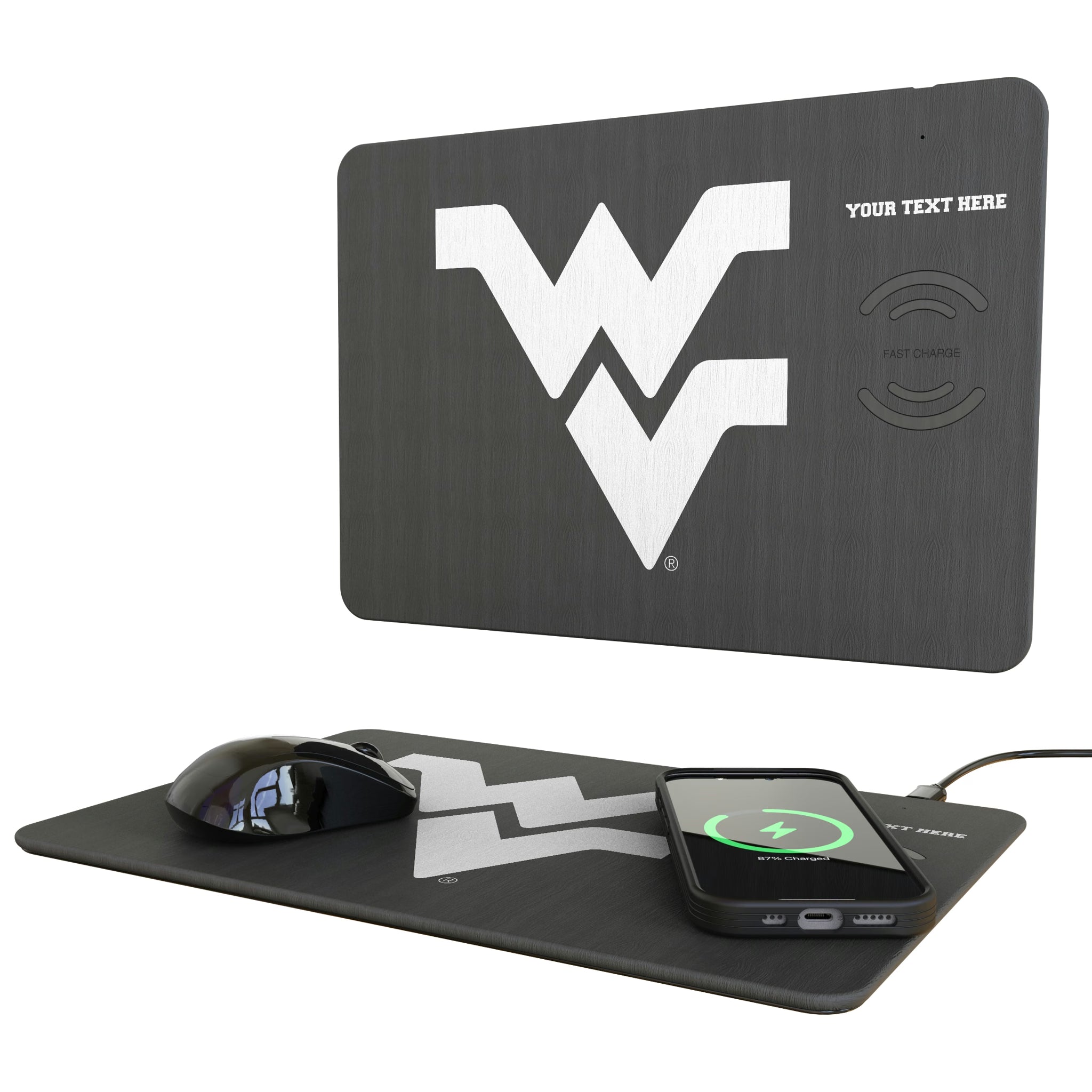 West Virginia University Mountaineers Personalized Tilt 15-Watt Wireless Charger and Mouse Pad