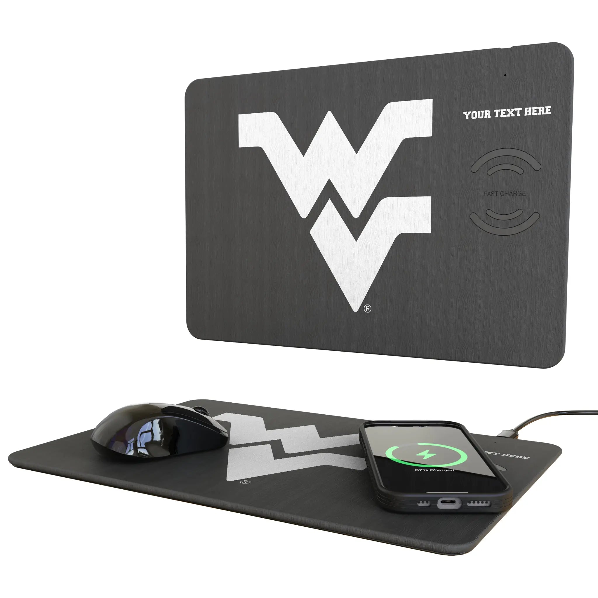 West Virginia University Mountaineers Personalized Tilt 15-Watt Wireless Charger and Mouse Pad