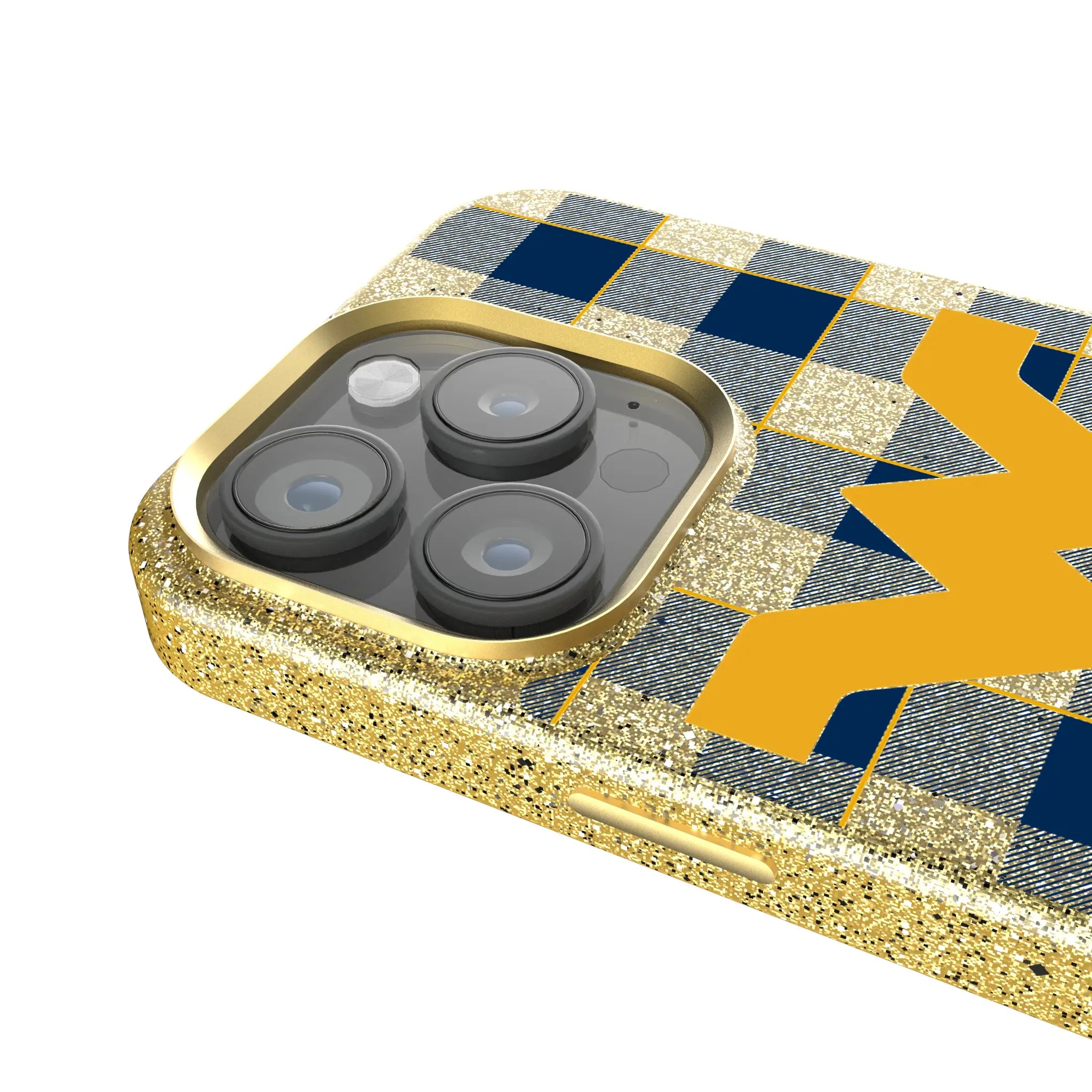 West Virginia University Mountaineers Plaid iPhone Bling Phone Case for Apple iPhone - Detail