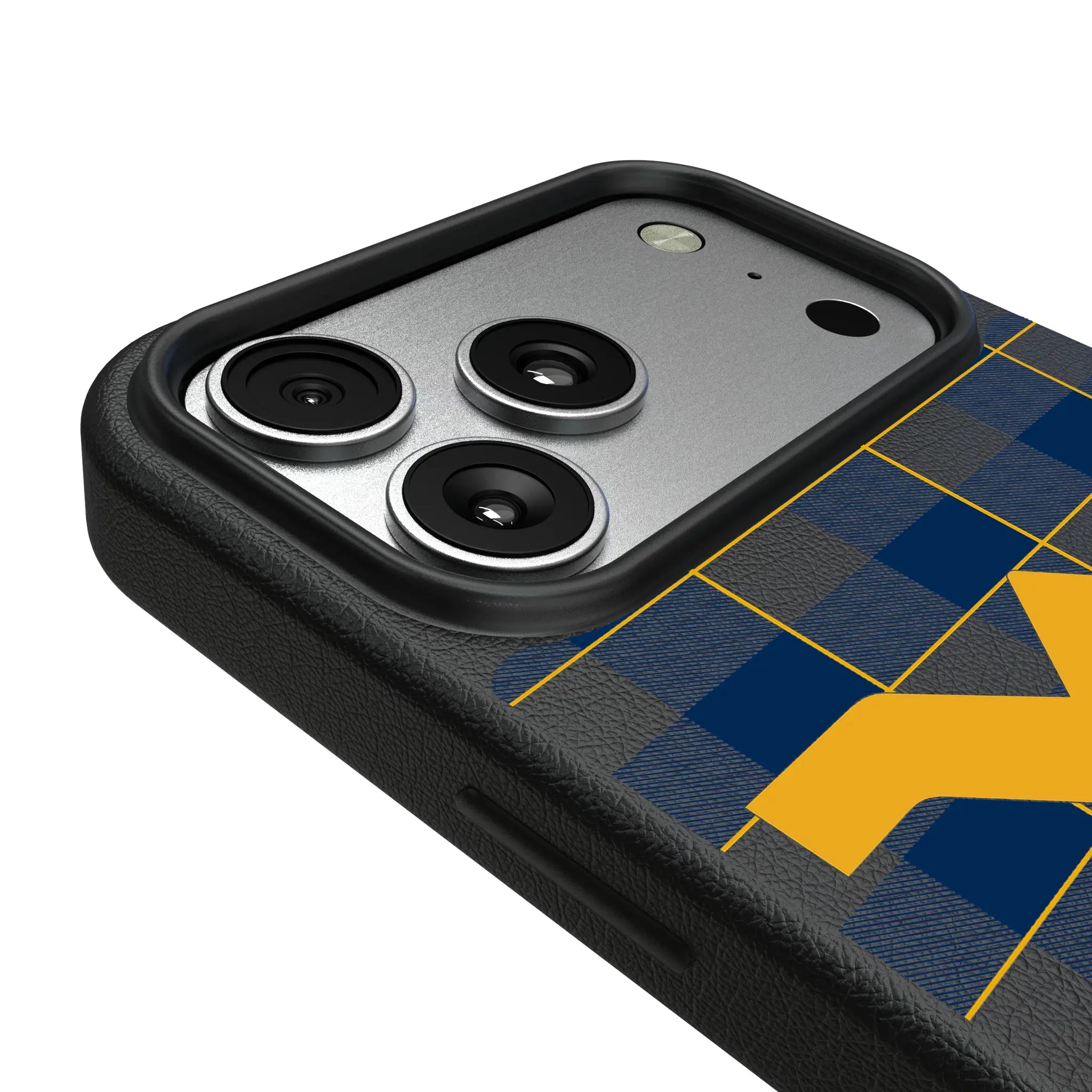 West Virginia University Mountaineers Plaid iPhone MagSafe Compatible Phone Case for Apple iPhone - Detail#Device_iPhone 17 Pro Max