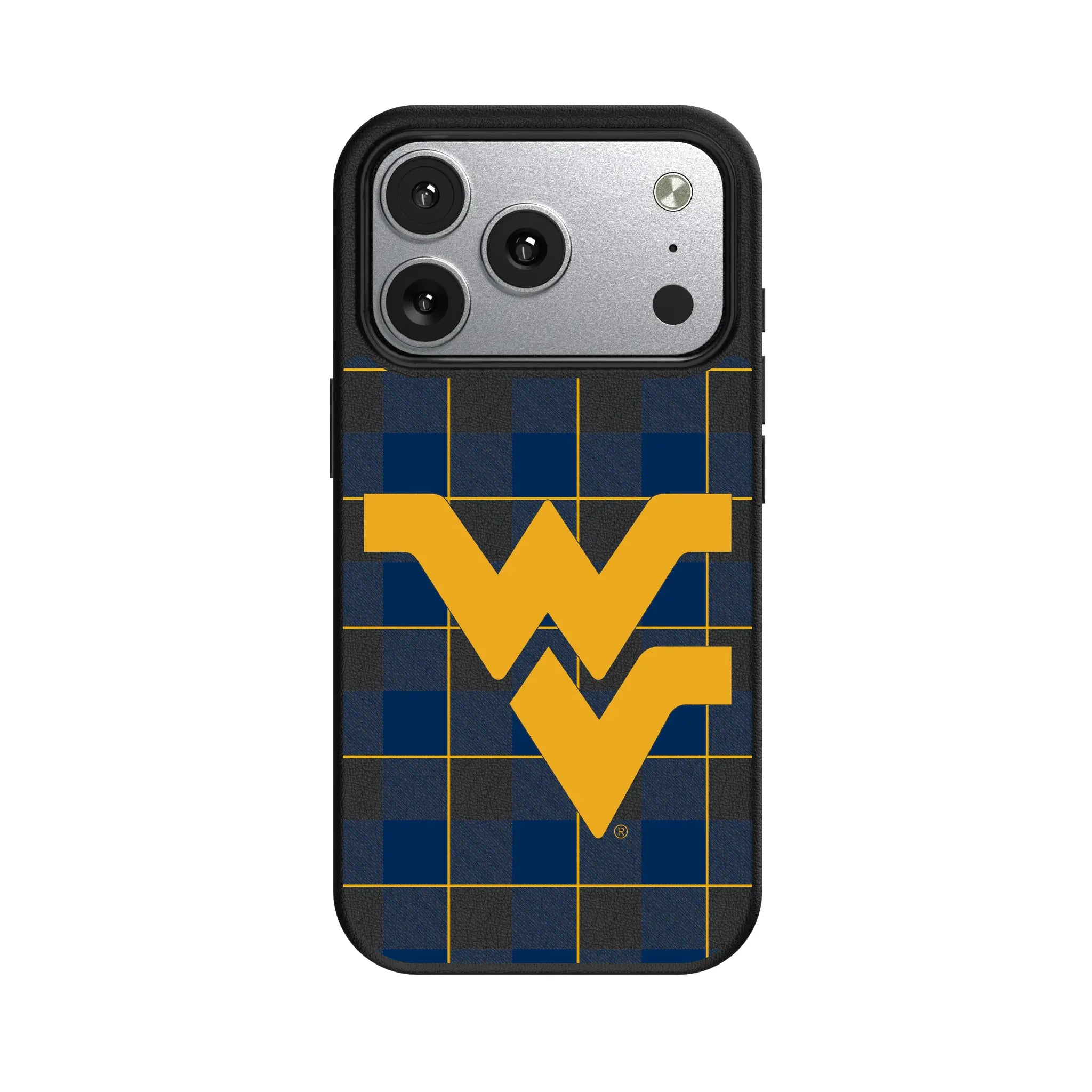 West Virginia University Mountaineers Plaid iPhone MagSafe Compatible Phone Case for Apple iPhone#Device_iPhone 17 Pro