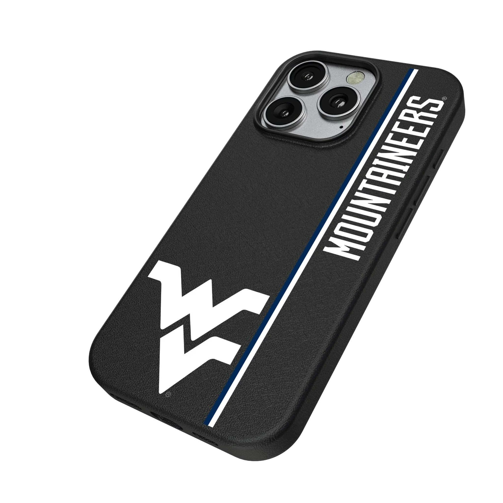 West Virginia University Mountaineers Sidebar iPhone MagSafe Compatible Phone Case for Apple iPhone - Isometric View