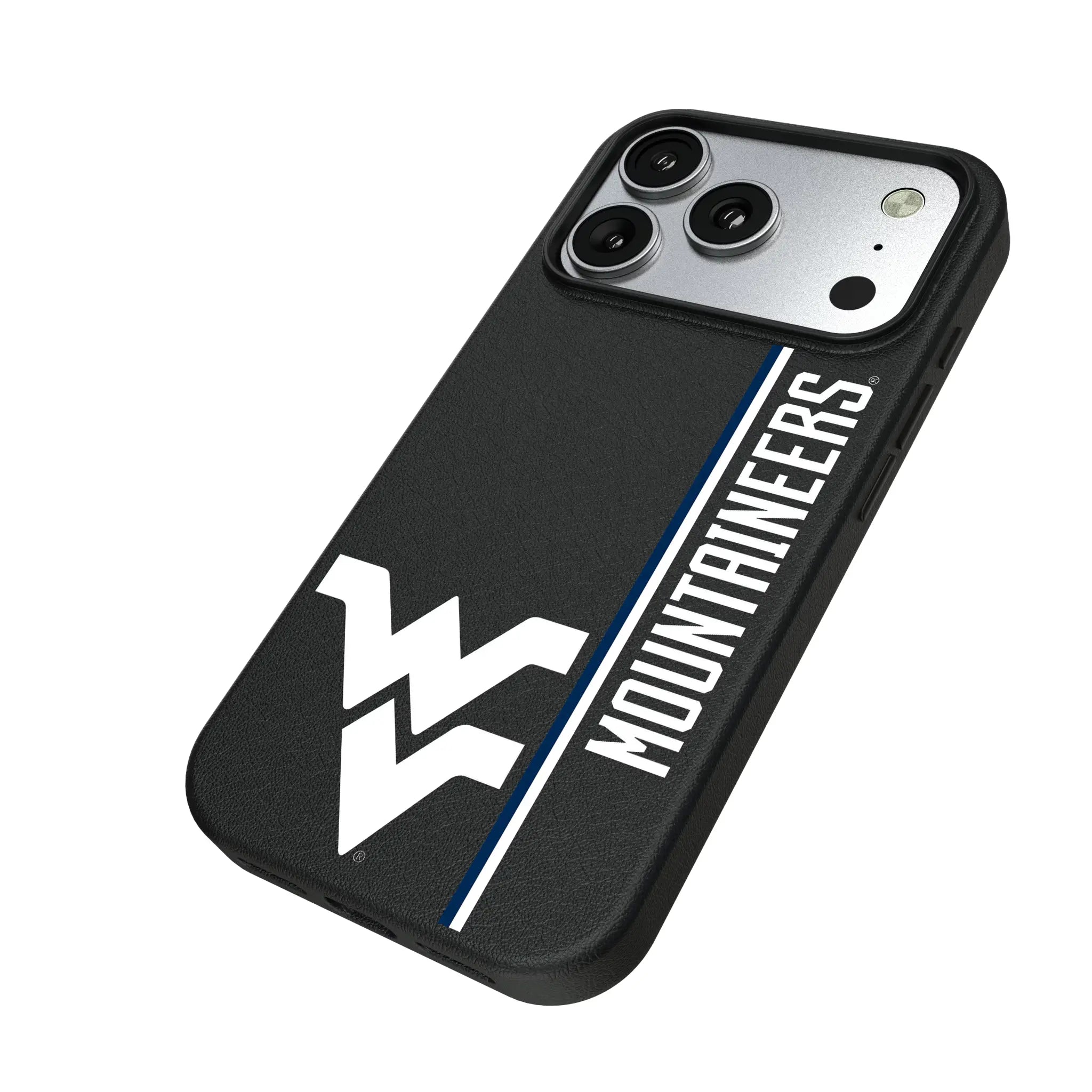 West Virginia University Mountaineers Sidebar iPhone MagSafe Compatible Phone Case for Apple iPhone - Isometric View#Device_iPhone 17 Pro