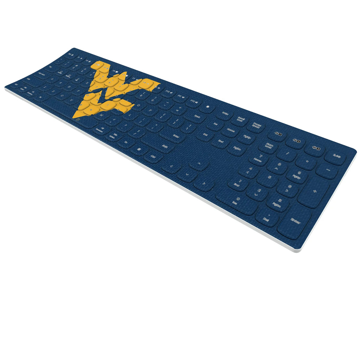 West Virginia University Mountaineers Solid KKB605 Curved Wireless Keyboard - Isometric View