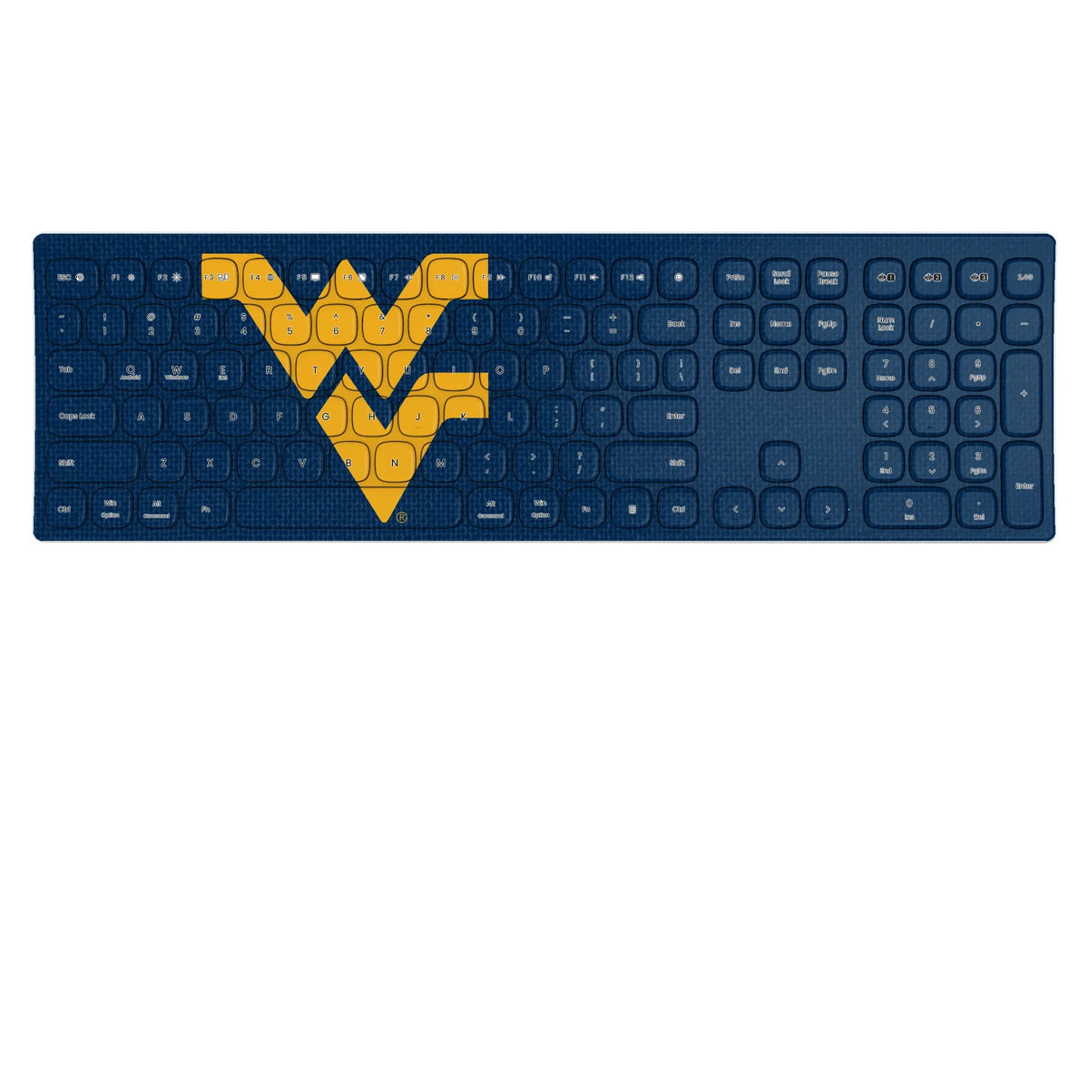 West Virginia University Mountaineers Solid KKB605 Curved Wireless Keyboard