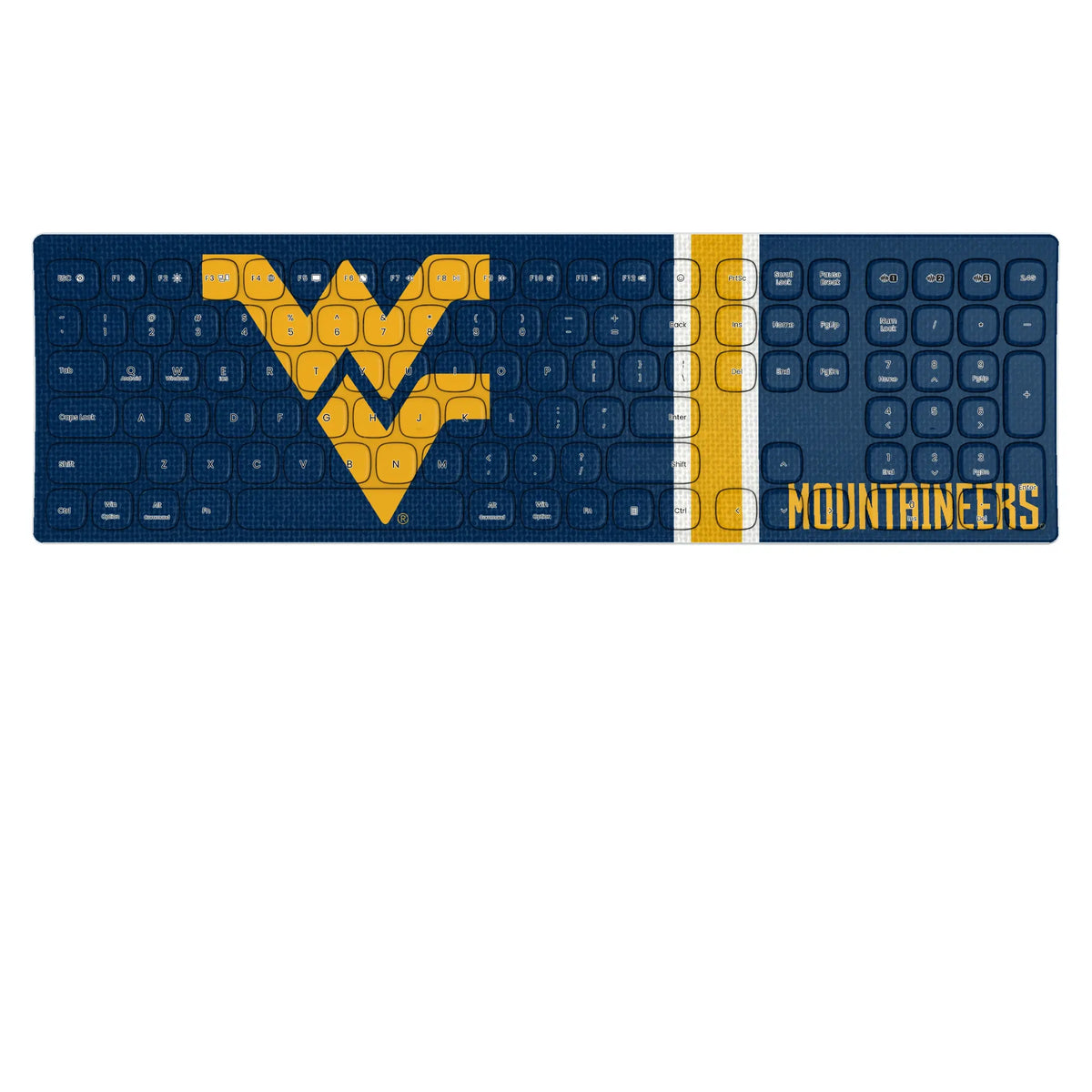 West Virginia University Mountaineers Stripe KKB605 Curved Wireless Keyboard