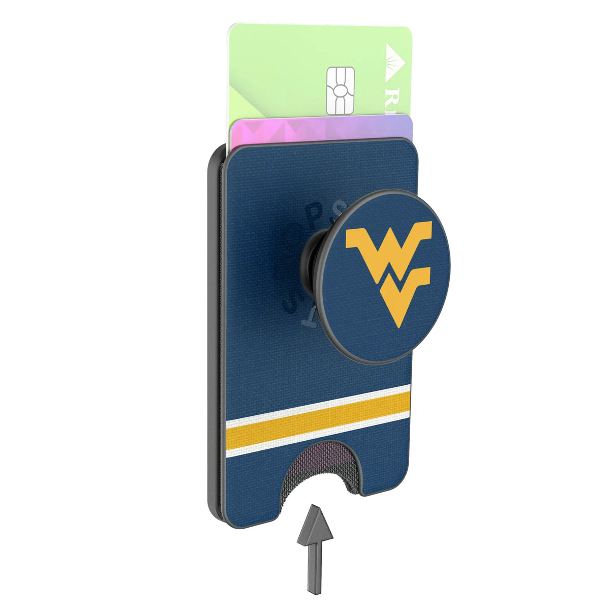 West Virginia University Mountaineers Stripe Popsockets Wallet Magnetic - Detail
