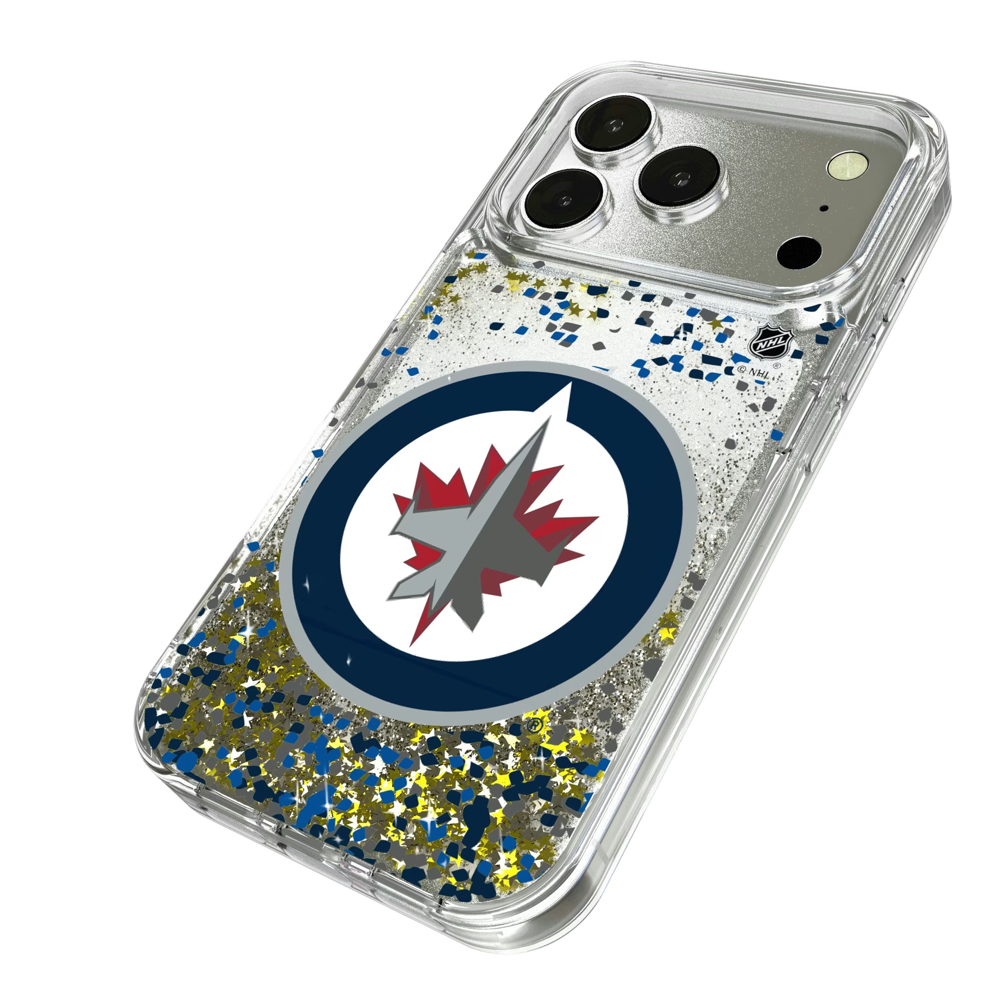 Winnipeg Jets Confetti iPhone Glitter Phone Case for Apple iPhone - Isometric View