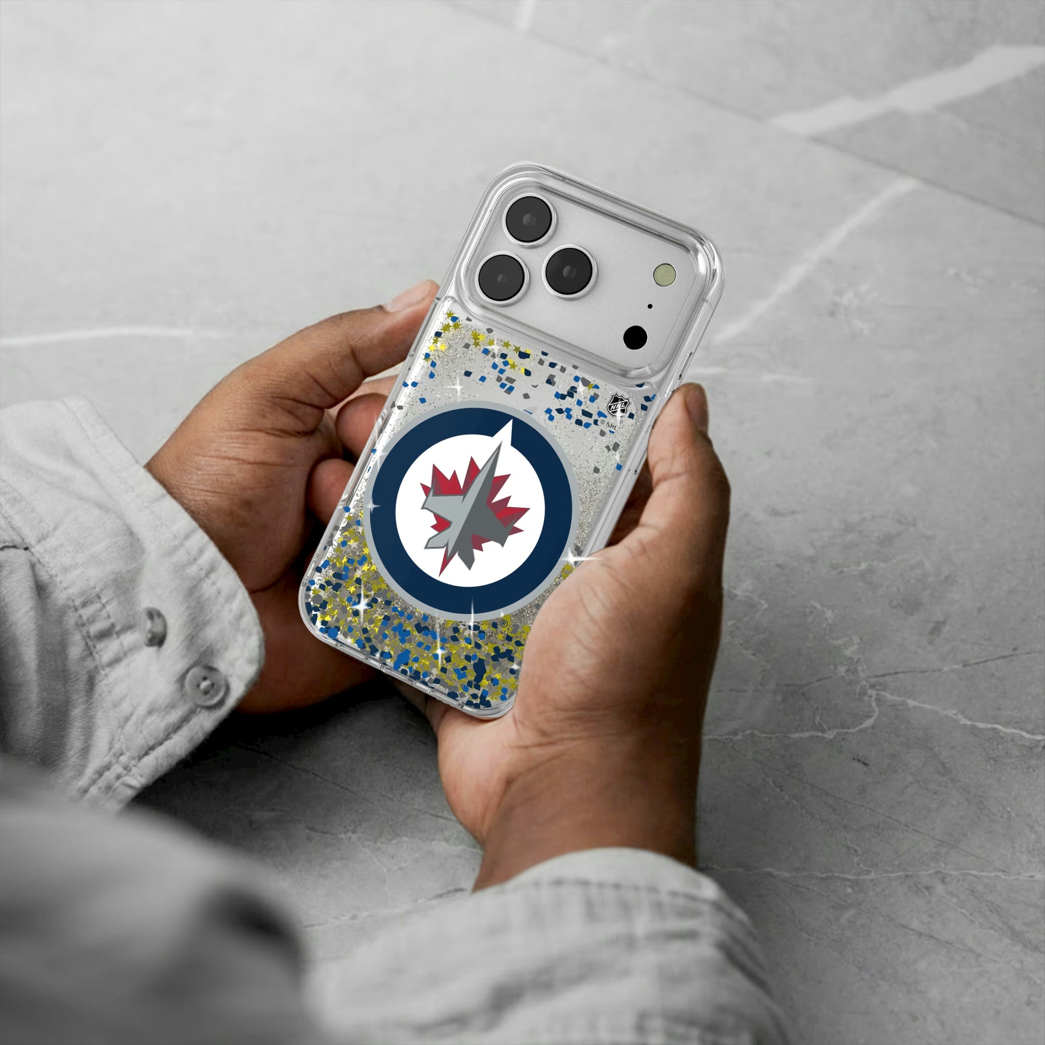 Winnipeg Jets Confetti iPhone Glitter Phone Case for Apple iPhone - Lifestyle