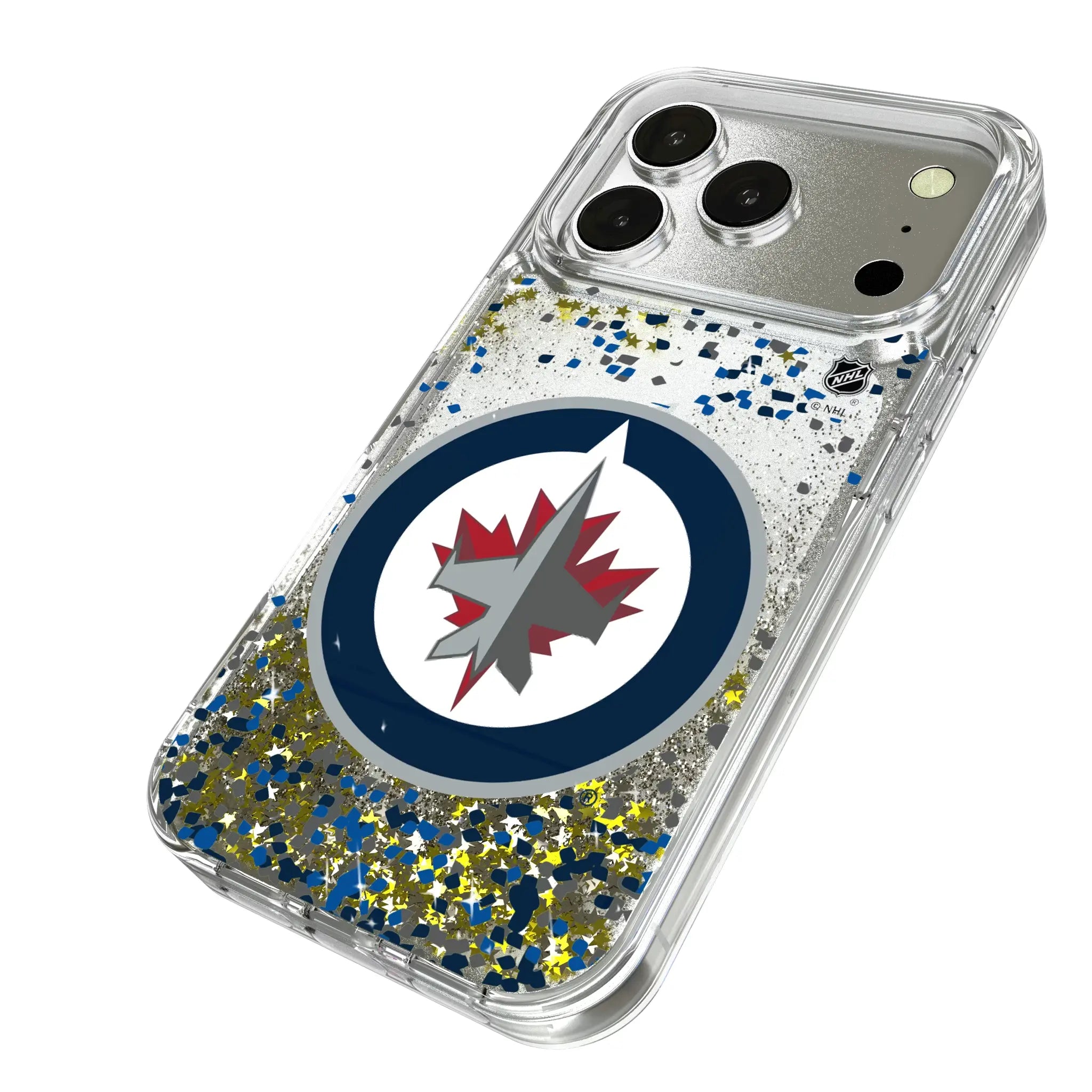 Winnipeg Jets Confetti iPhone Glitter Phone Case for Apple iPhone - Isometric View