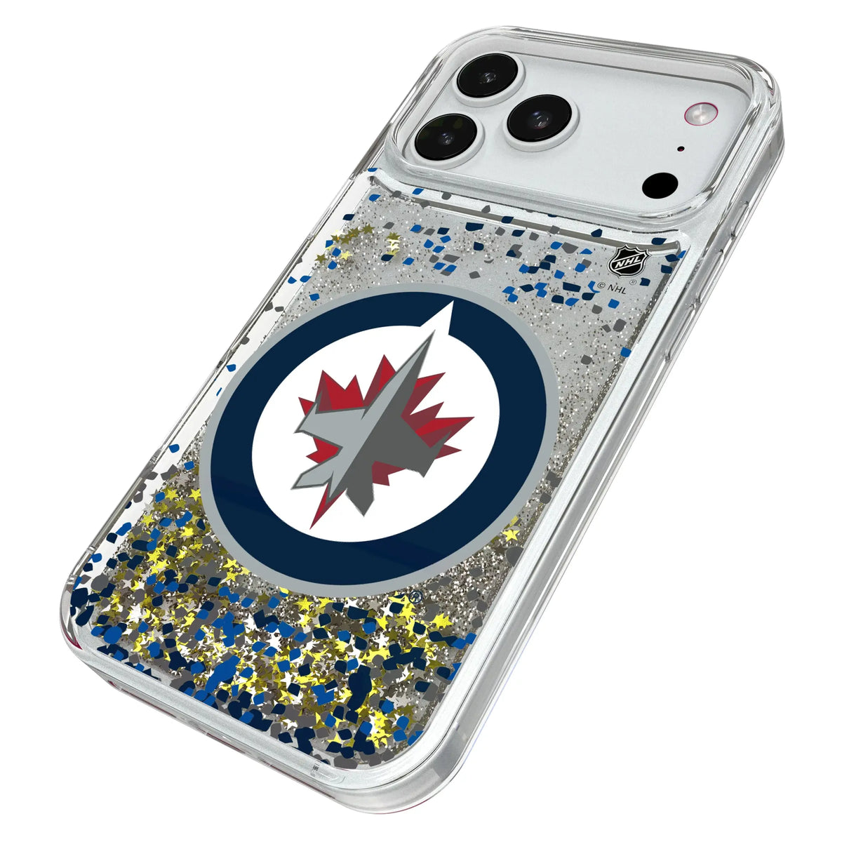 Winnipeg Jets Confetti iPhone Glitter Phone Case for Apple iPhone - Isometric View#Device_iPhone 18 Pro Max