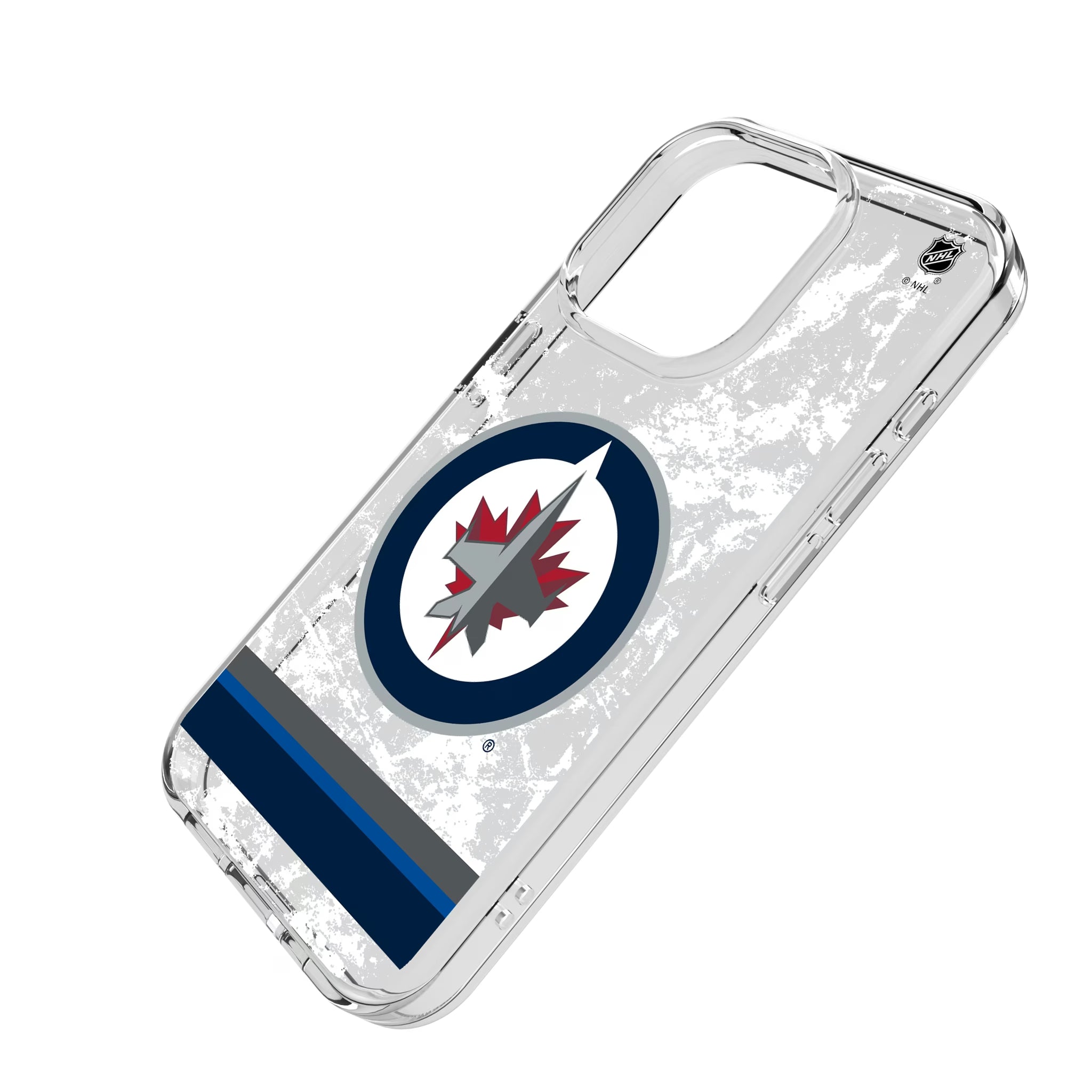 Winnipeg Jets Ice Stripe iPhone Clear Phone Case for Apple iPhone - Isometric View