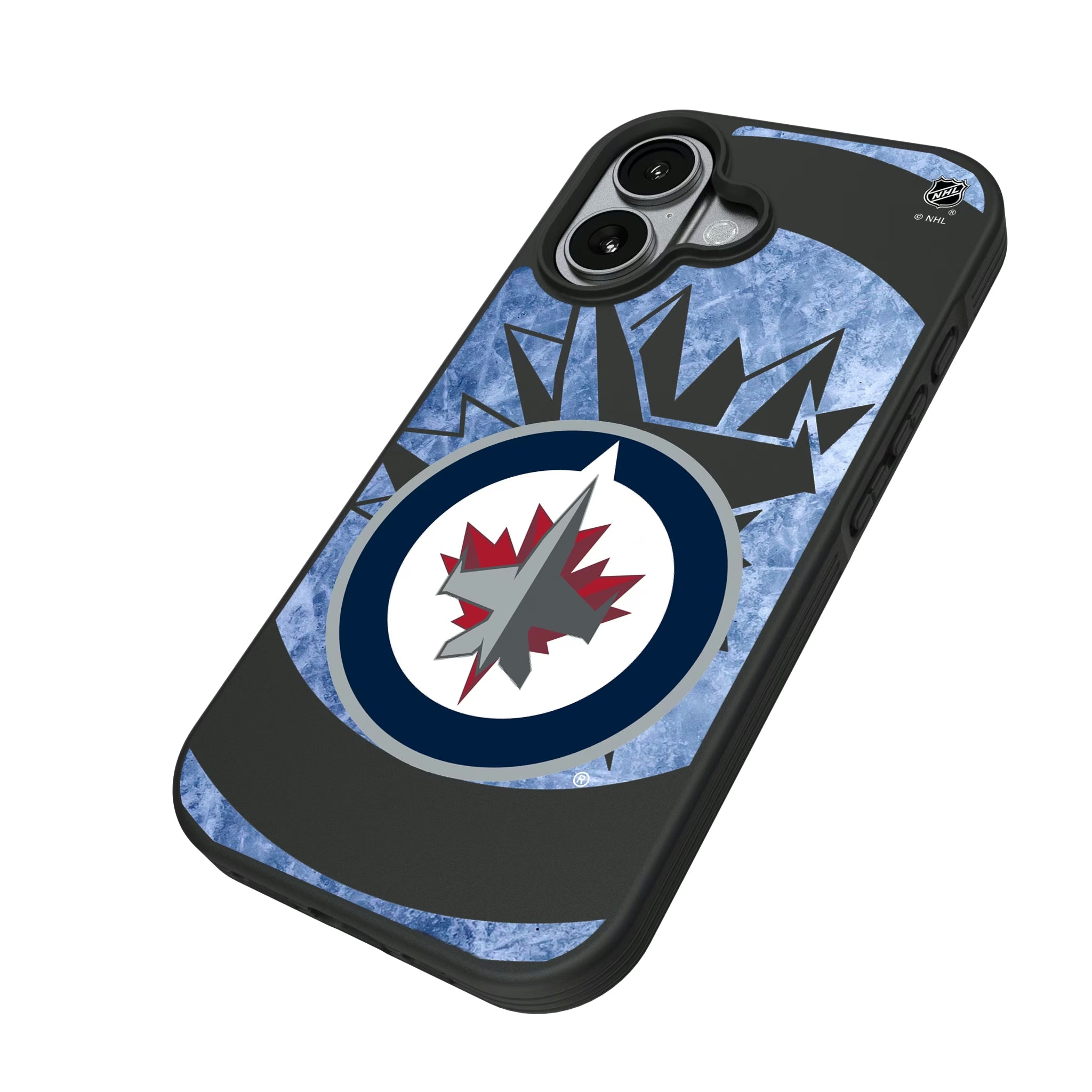 Winnipeg Jets Ice Tilt iPhone Bump Phone Case for Apple iPhone - Isometric View#Device_iPhone 17