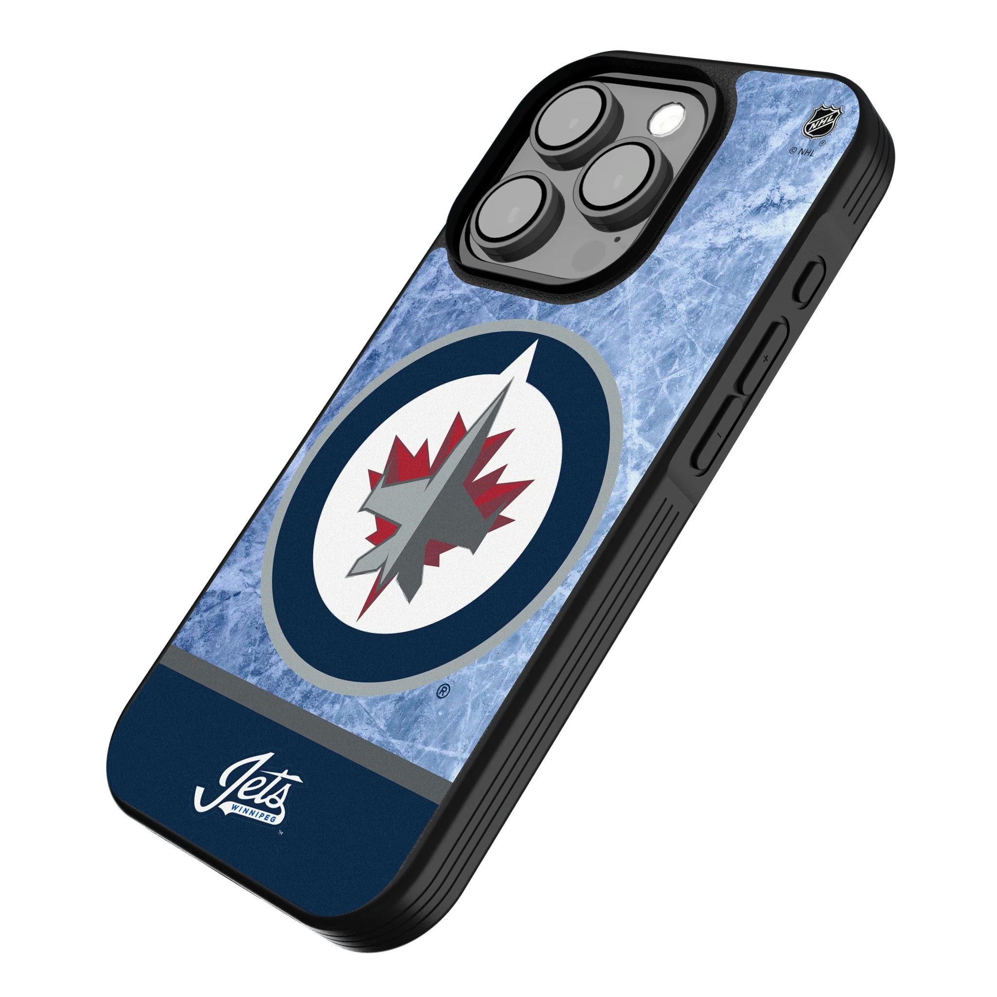 Winnipeg Jets Ice Wordmark iPhone Bump Phone Case for Apple iPhone - Isometric View