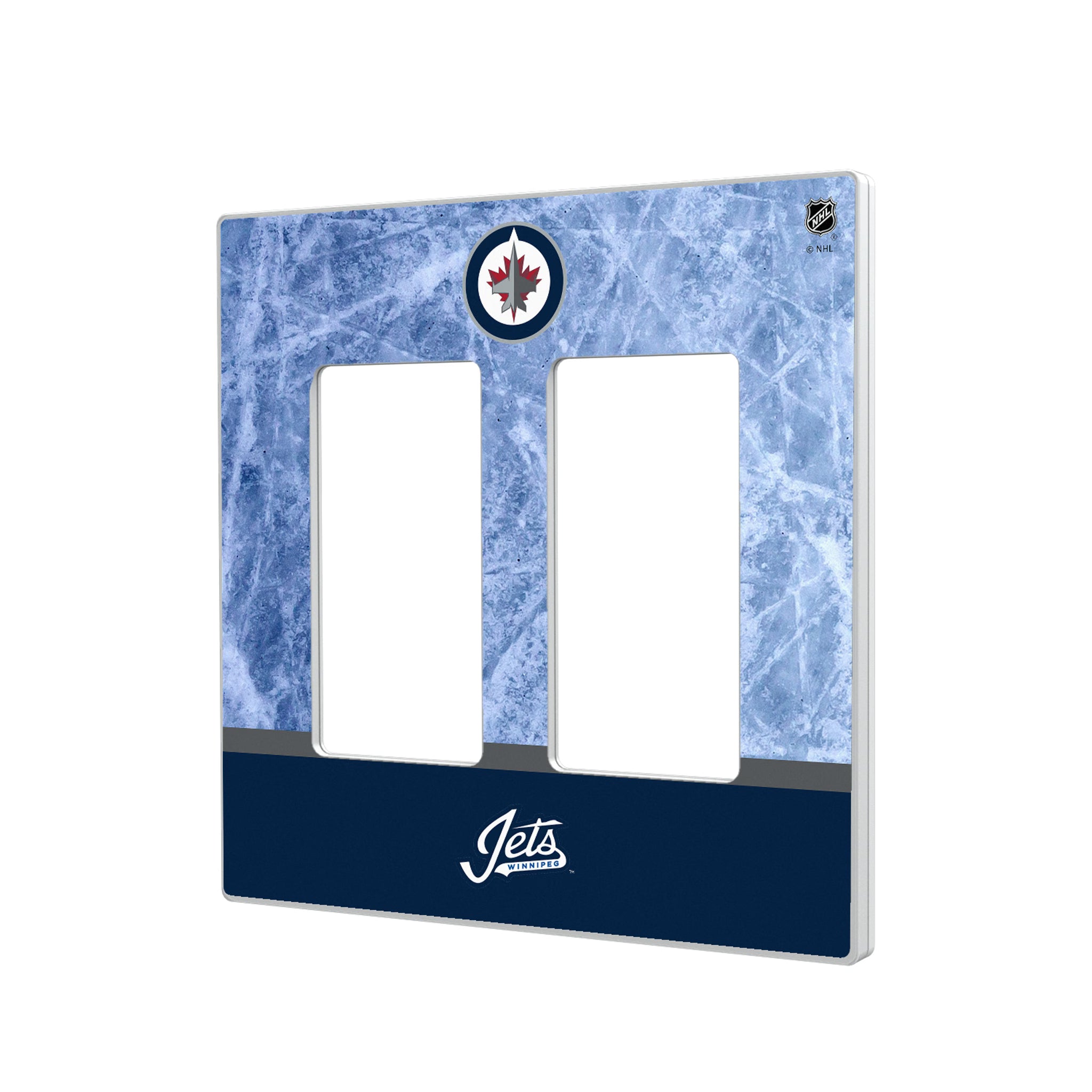 Winnipeg Jets Ice Wordmark Hidden-Screw Light Switch Plate#Style_Double Rocker
