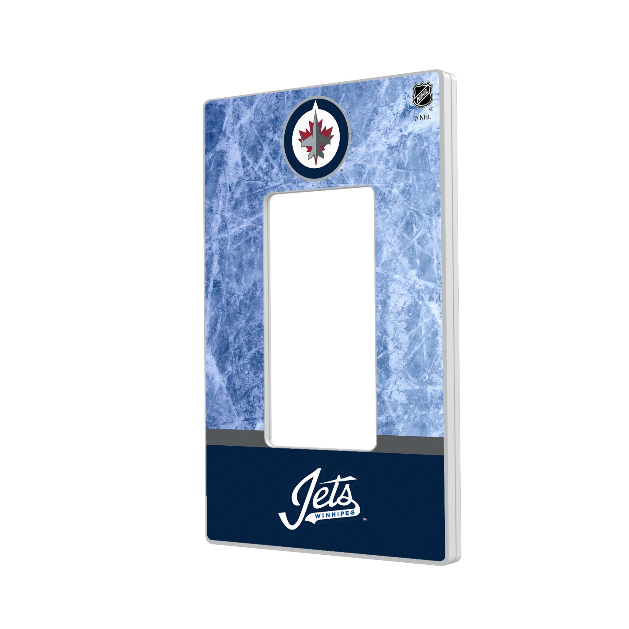 Winnipeg Jets Ice Wordmark Hidden-Screw Light Switch Plate#Style_Single Rocker