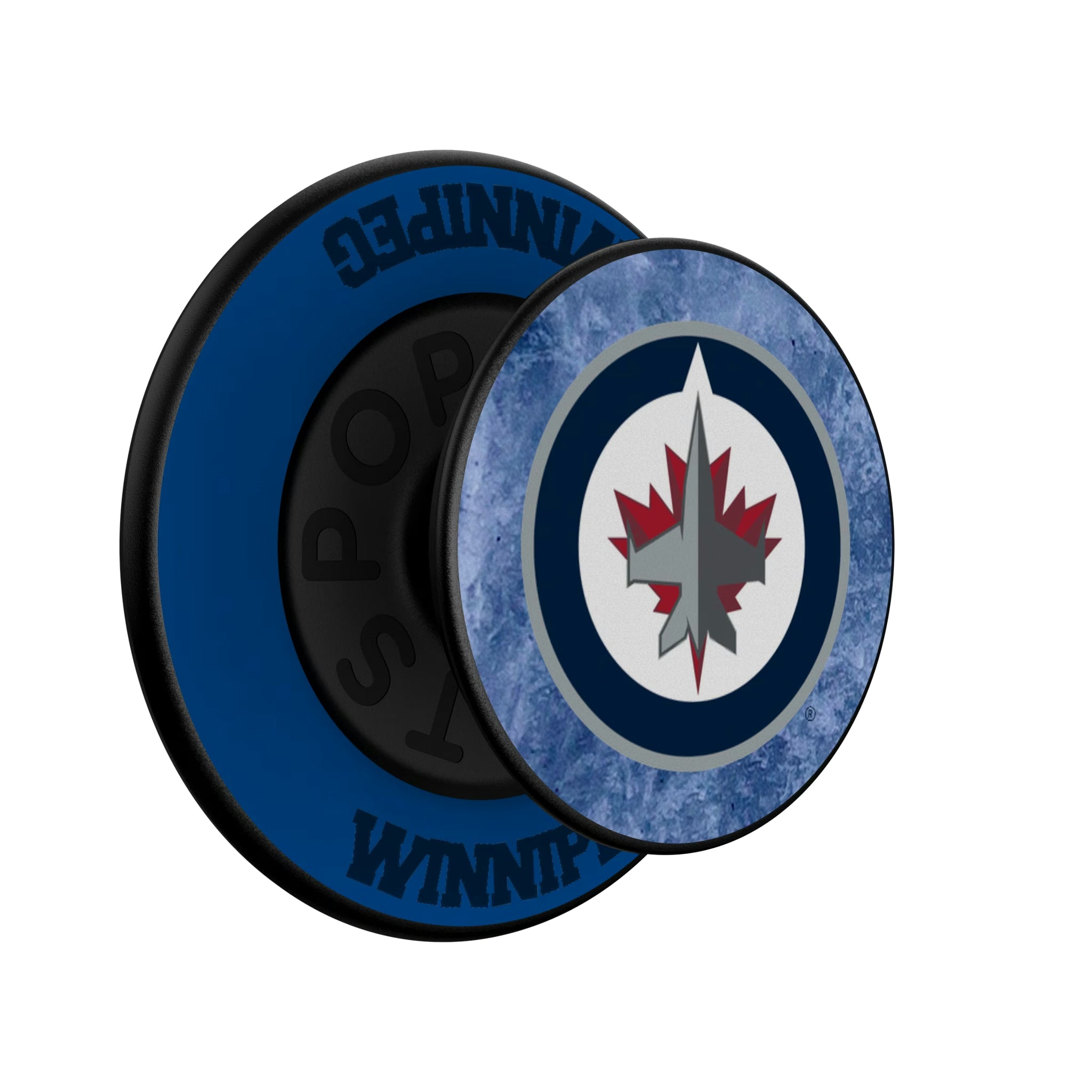 Winnipeg Jets Ice Wordmark Popsockets Round Magnetic - Isometric View