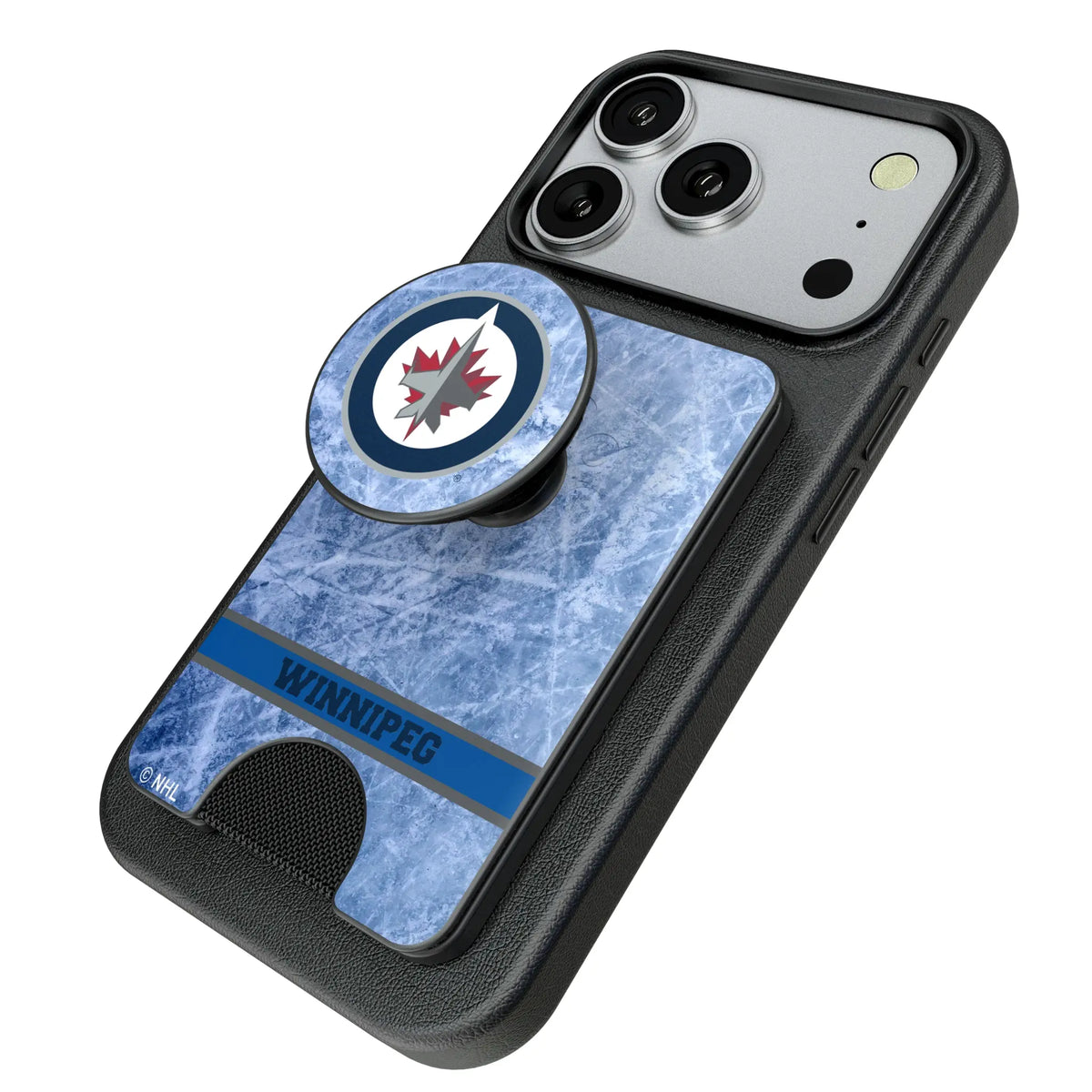 Winnipeg Jets Ice Wordmark Popsockets Wallet Magnetic - Isometric View