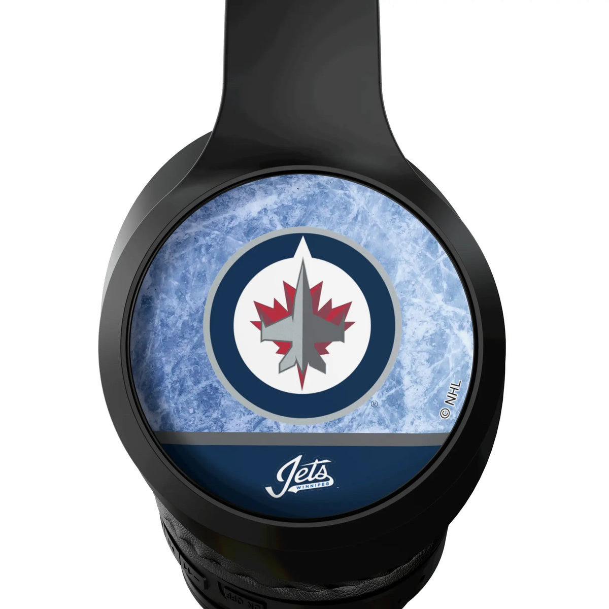 Winnipeg Jets Ice Wordmark Wireless Over-Ear Headphones With Case - Detail