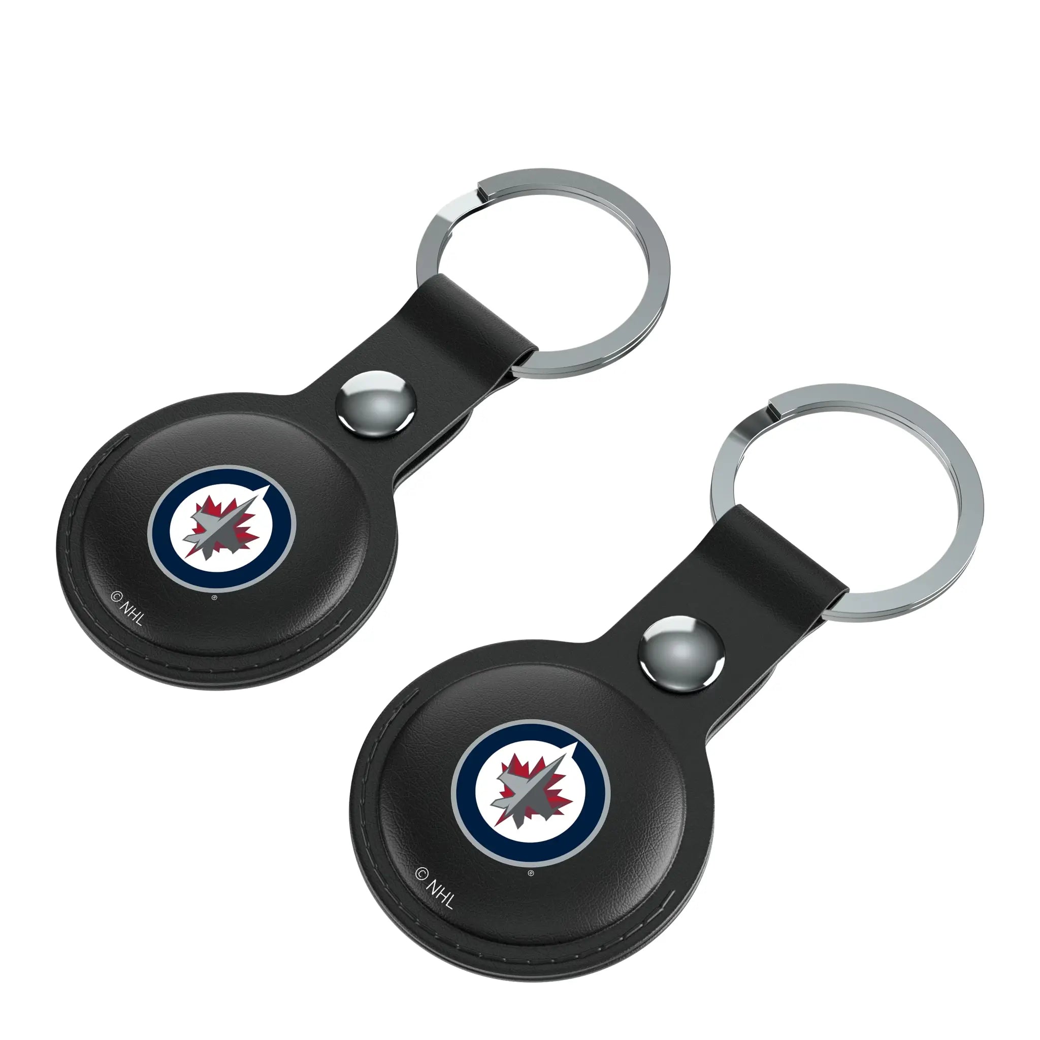 Winnipeg Jets Insignia AirTag Black Airtag Holder 2-Pack - Isometric View
