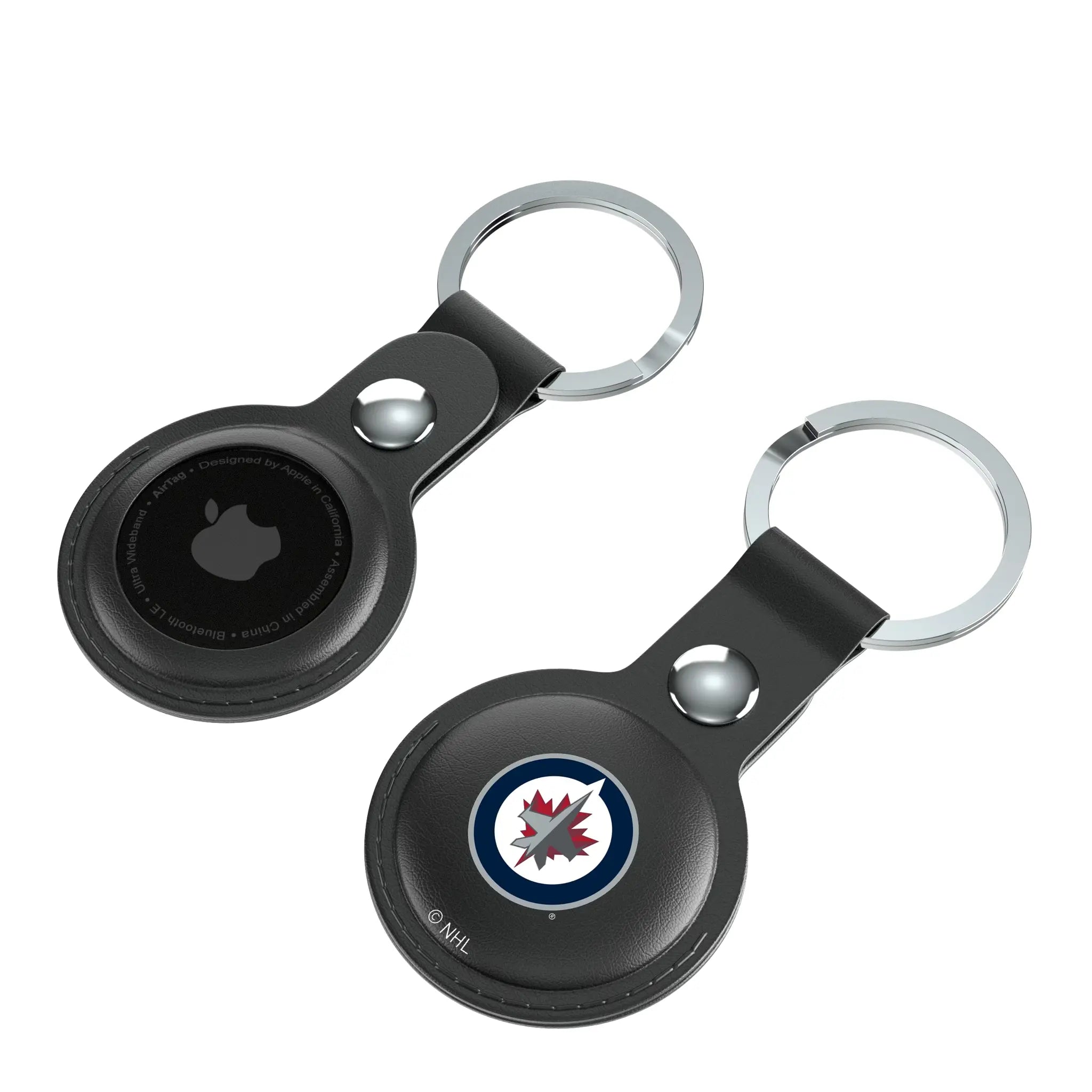 Winnipeg Jets Insignia AirTag Black Airtag Holder 2-Pack - Isometric View
