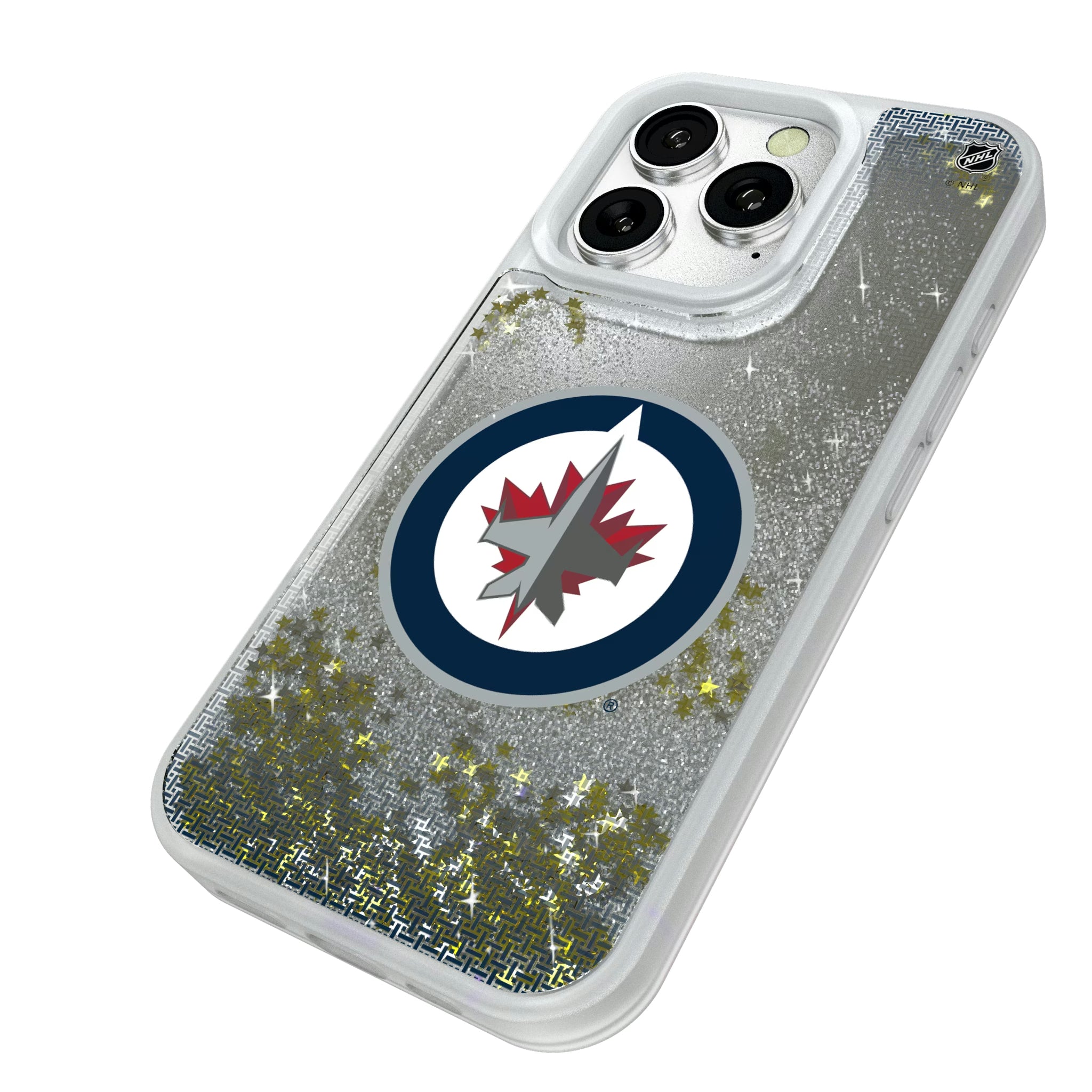 Winnipeg Jets Linen iPhone Glitter Phone Case for Apple iPhone - Isometric View#Device_iPhone 16 Pro