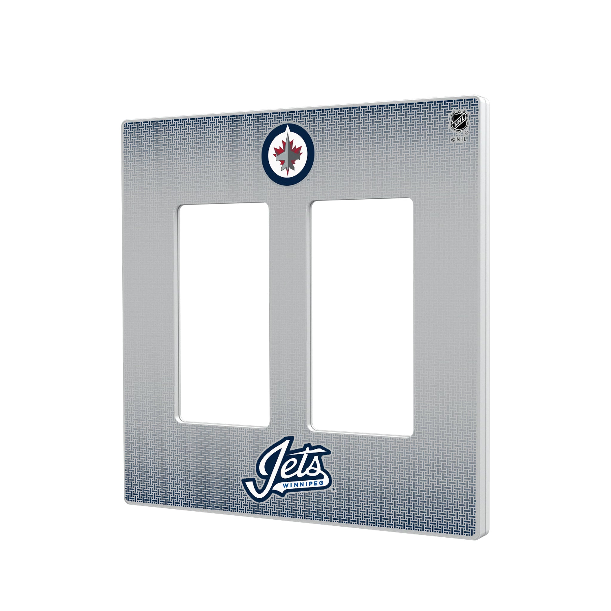 Winnipeg Jets Linen Hidden-Screw Light Switch Plate#Style_Double Rocker