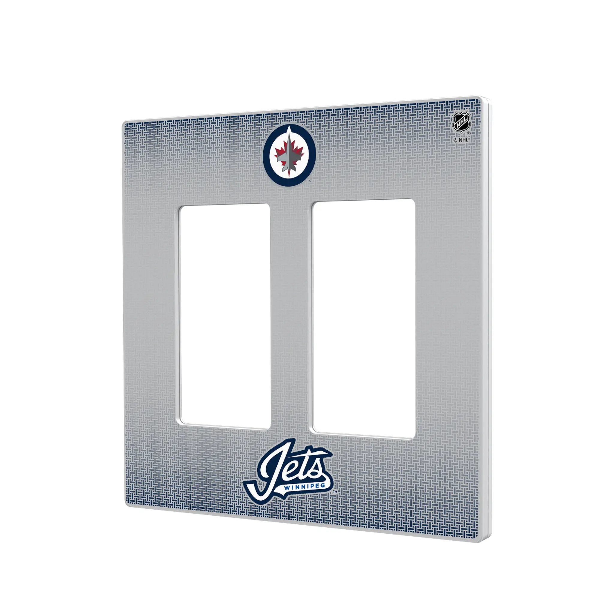 Winnipeg Jets Linen Hidden-Screw Light Switch Plate#Style_Double Rocker