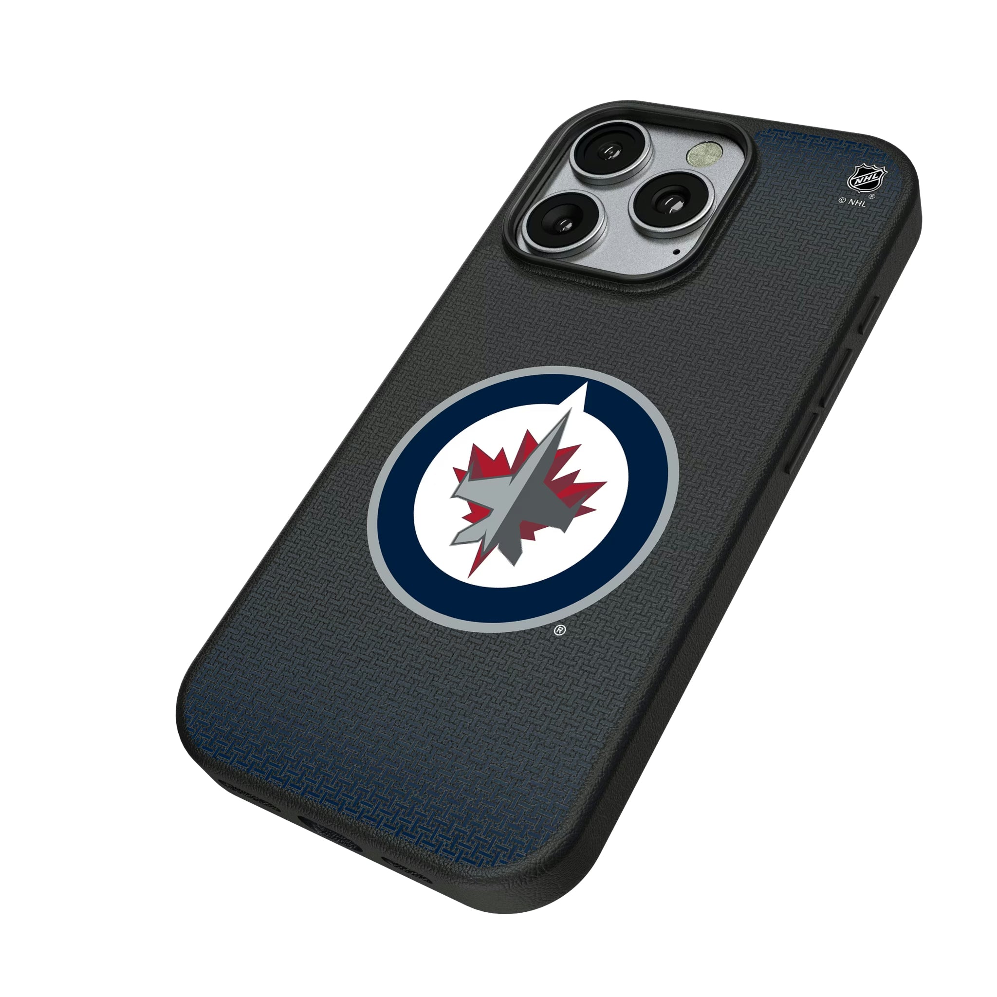 Winnipeg Jets Linen iPhone MagSafe Compatible Phone Case for Apple iPhone - Isometric View