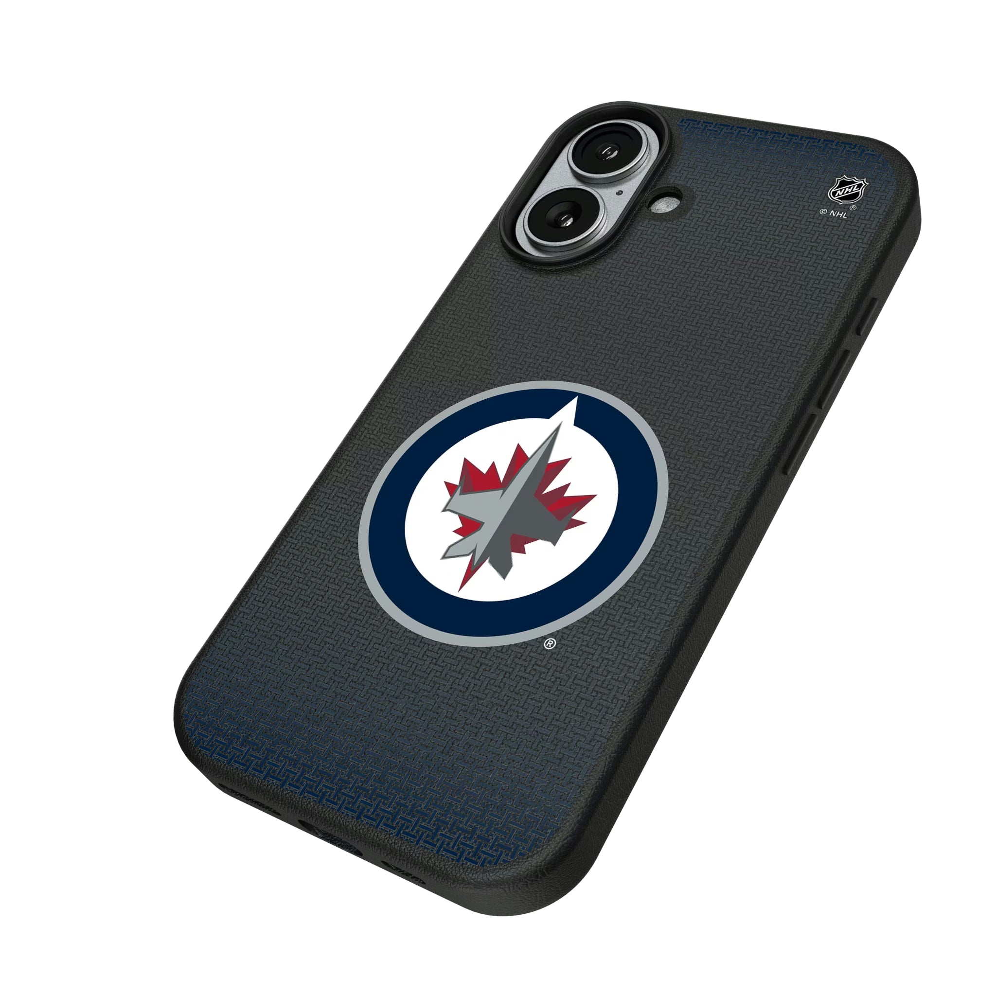 Winnipeg Jets Linen iPhone MagSafe Compatible Phone Case for Apple iPhone - Isometric View#Device_iPhone 17
