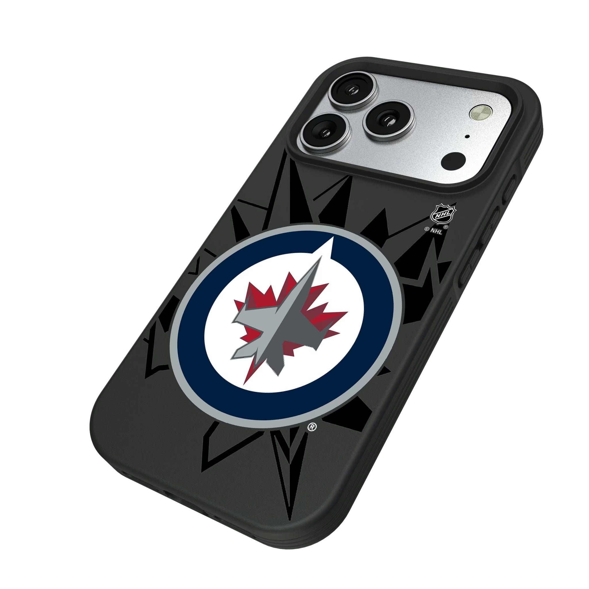 Winnipeg Jets Monocolor Tilt iPhone Bump Phone Case for Apple iPhone - Isometric View#Device_iPhone 17 Pro