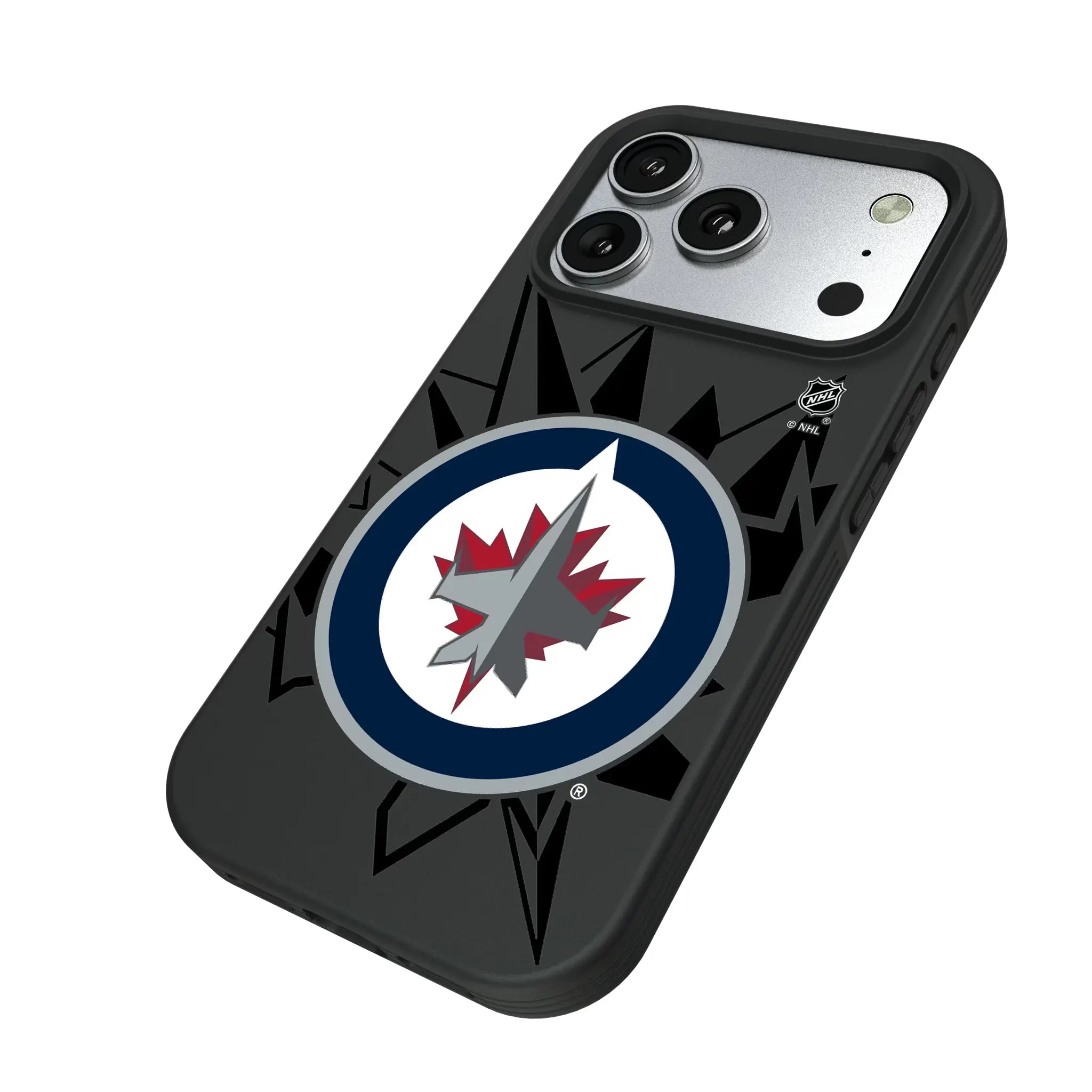 Winnipeg Jets Monocolor Tilt iPhone Bump Phone Case for Apple iPhone - Isometric View#Device_iPhone 17 Pro