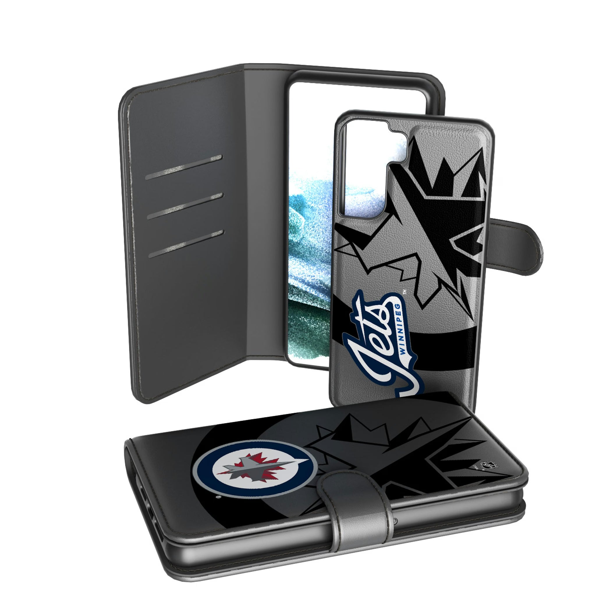 Winnipeg Jets Monocolor Tilt Galaxy Wallet Phone Case for Samsung Galaxy