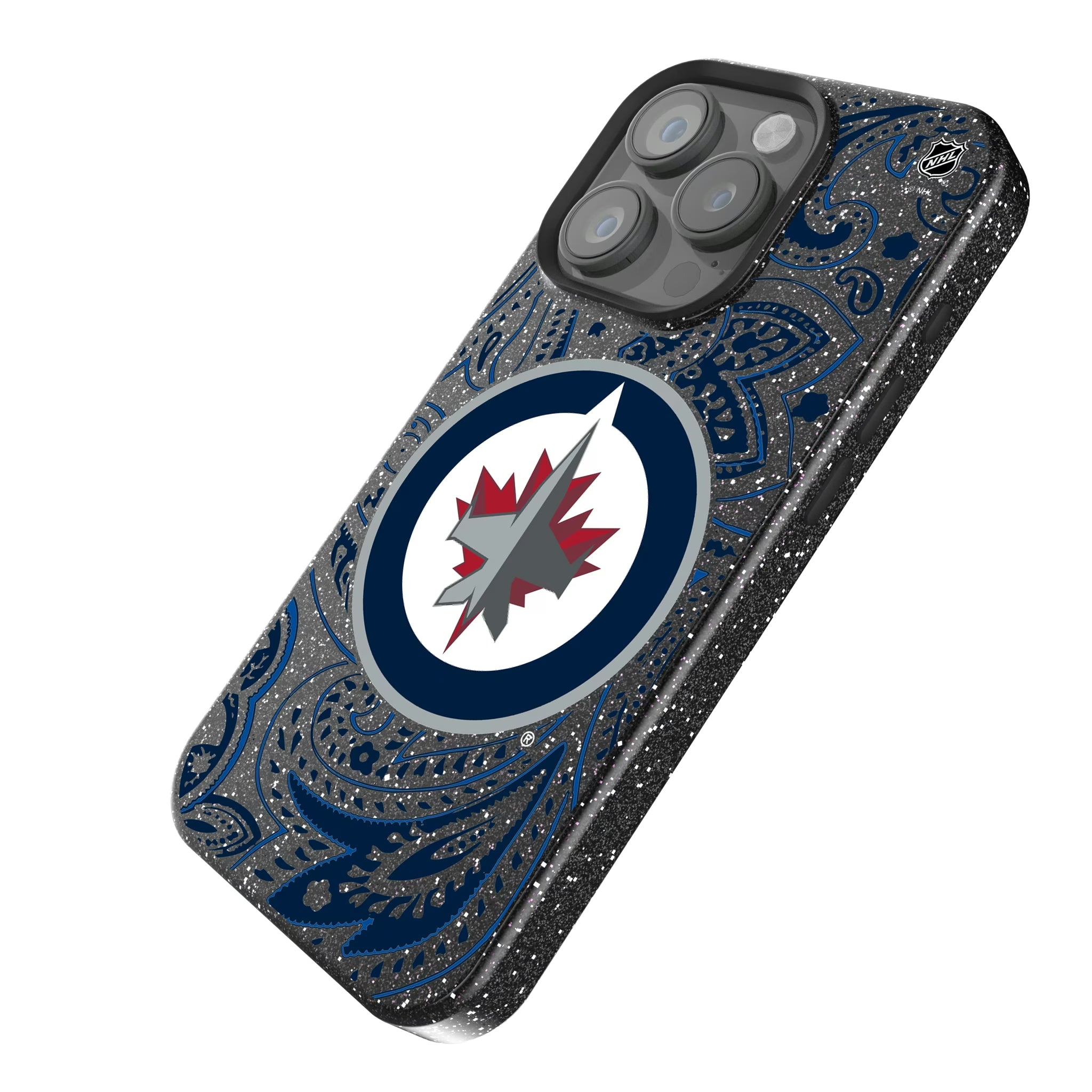 Winnipeg Jets Paisley iPhone Bling Phone Case for Apple iPhone - Isometric View