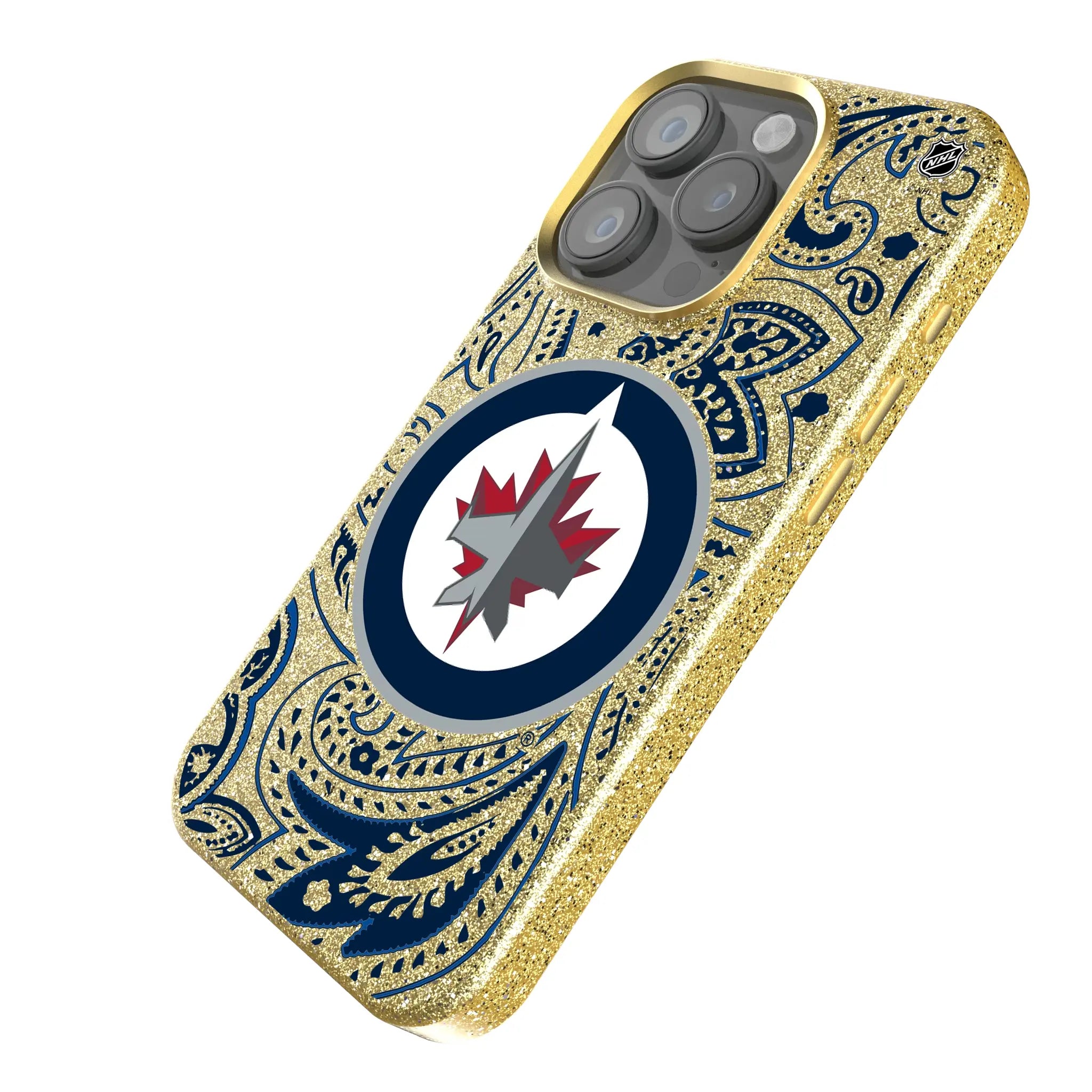 Winnipeg Jets Paisley iPhone Bling Phone Case for Apple iPhone - Isometric View