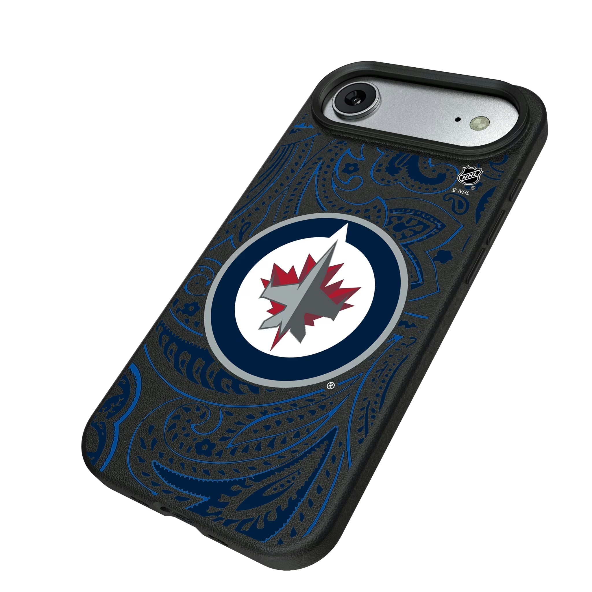 Winnipeg Jets Paisley iPhone MagSafe Compatible Phone Case for Apple iPhone - Isometric View#Device_iPhone Air