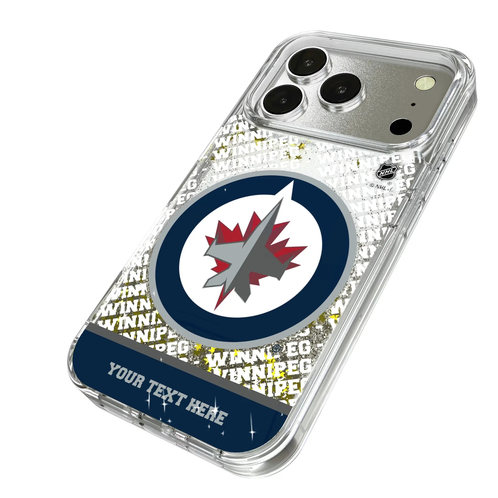 Winnipeg Jets Personalized EndZone Plus iPhone Glitter Phone Case for Apple iPhone - Isometric View