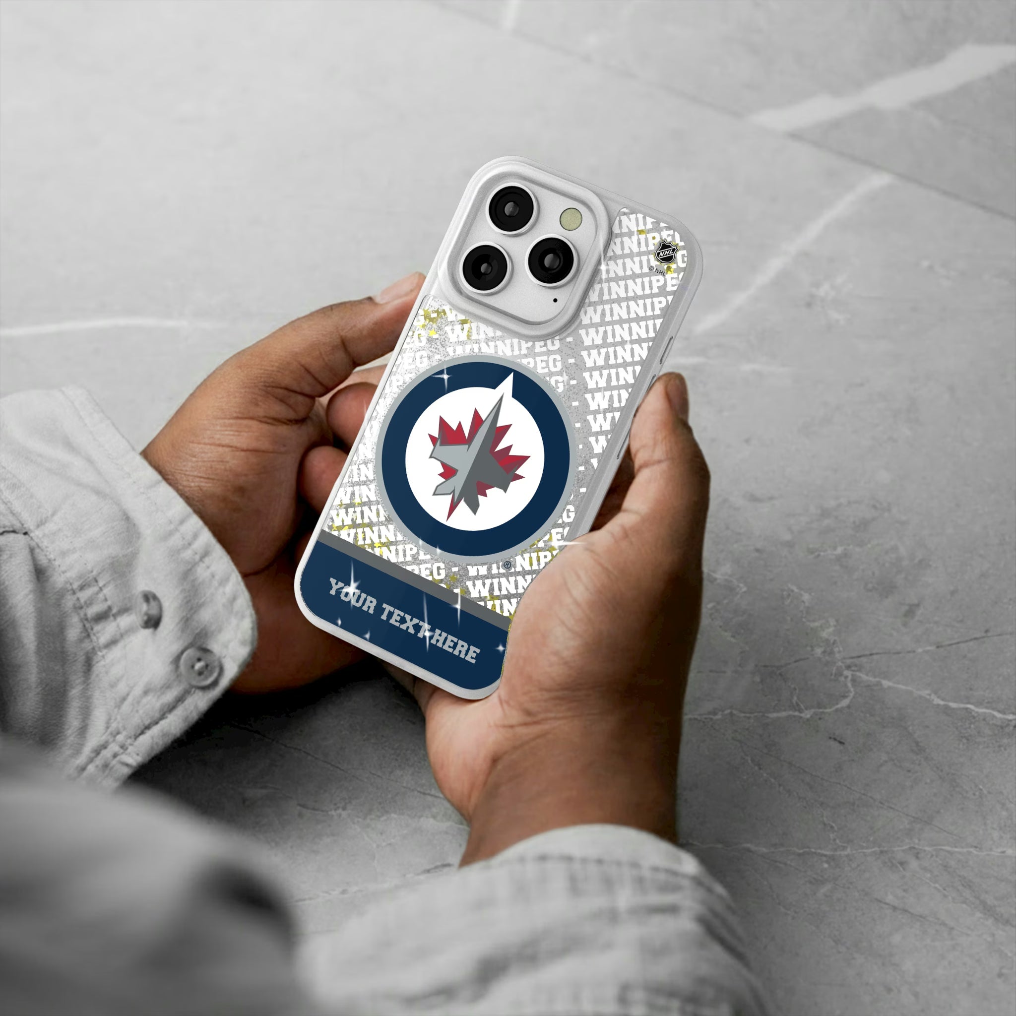 Winnipeg Jets Personalized EndZone Plus iPhone Glitter Phone Case for Apple iPhone - Lifestyle#Device_iPhone 16 Pro