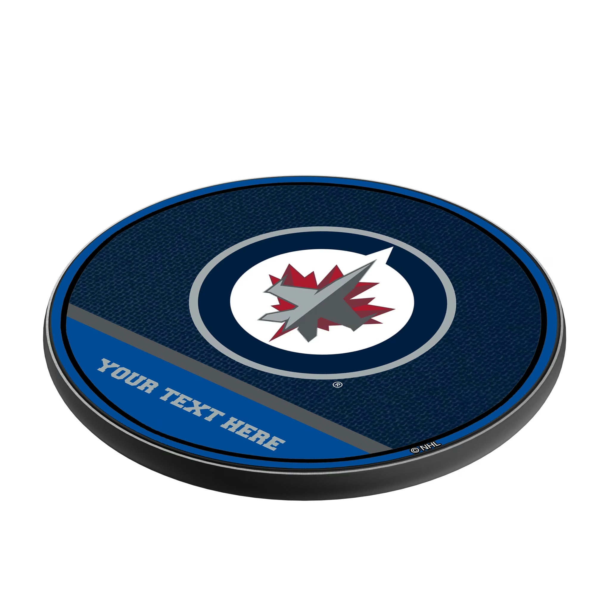 Winnipeg Jets Personalized Endzone Solid 15-Watt Wireless Charger - Isometric View