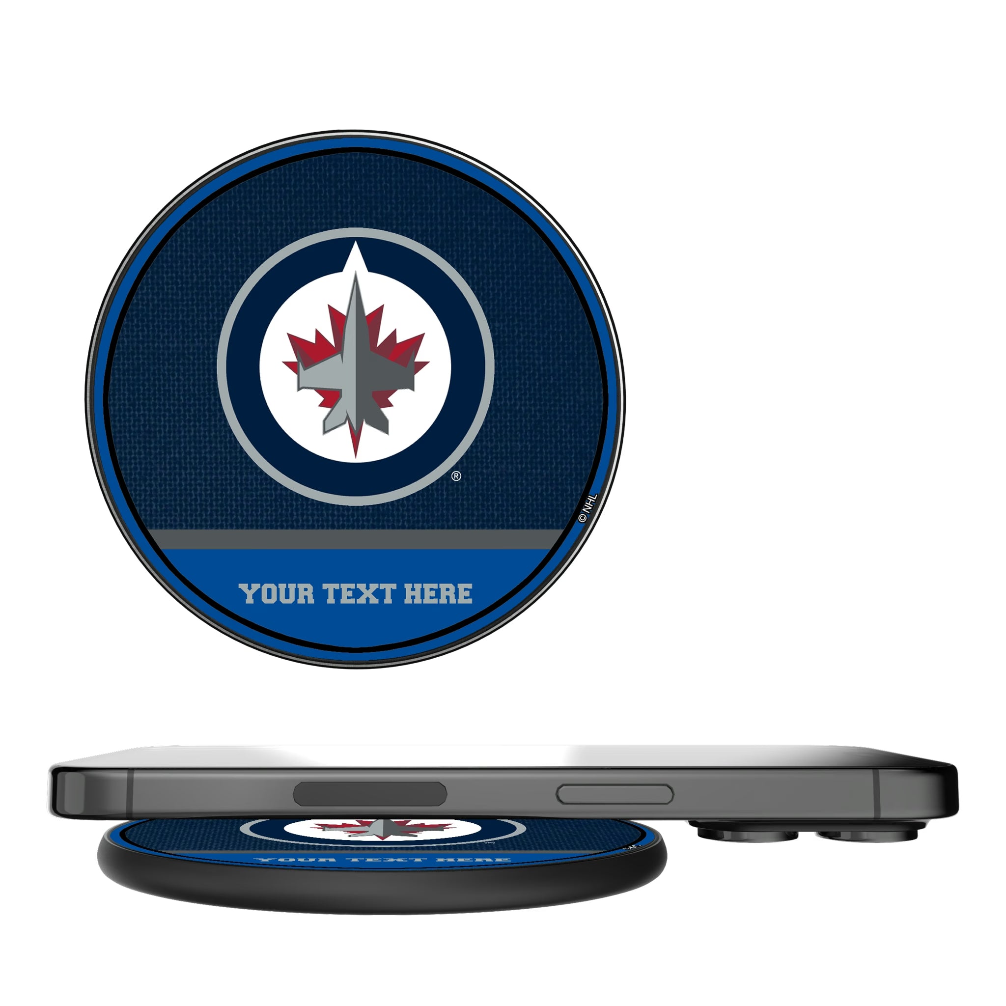 Winnipeg Jets Personalized Endzone Solid 15-Watt Wireless Charger