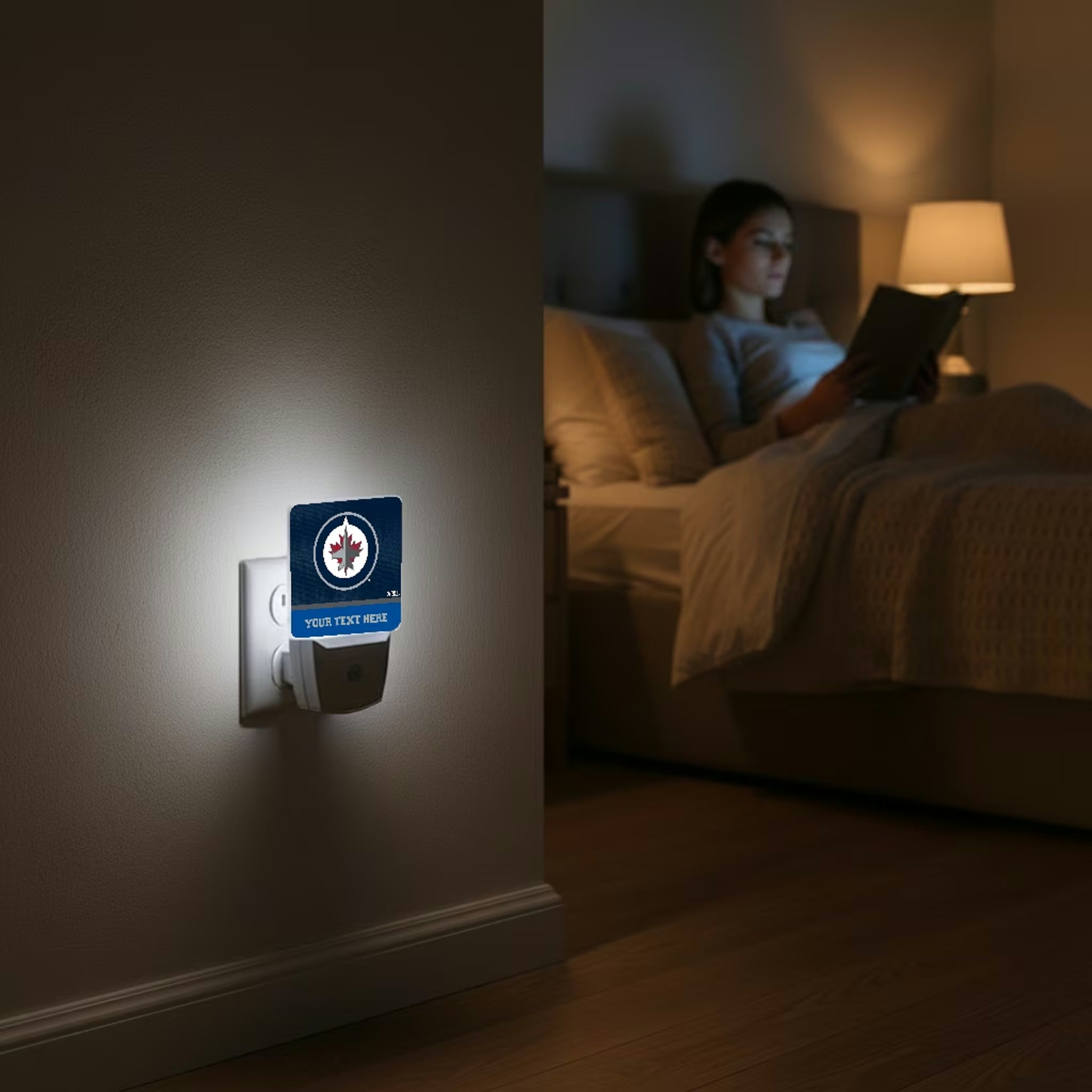 Winnipeg Jets Personalized Endzone Solid Night Light 2-Pack - Lifestyle