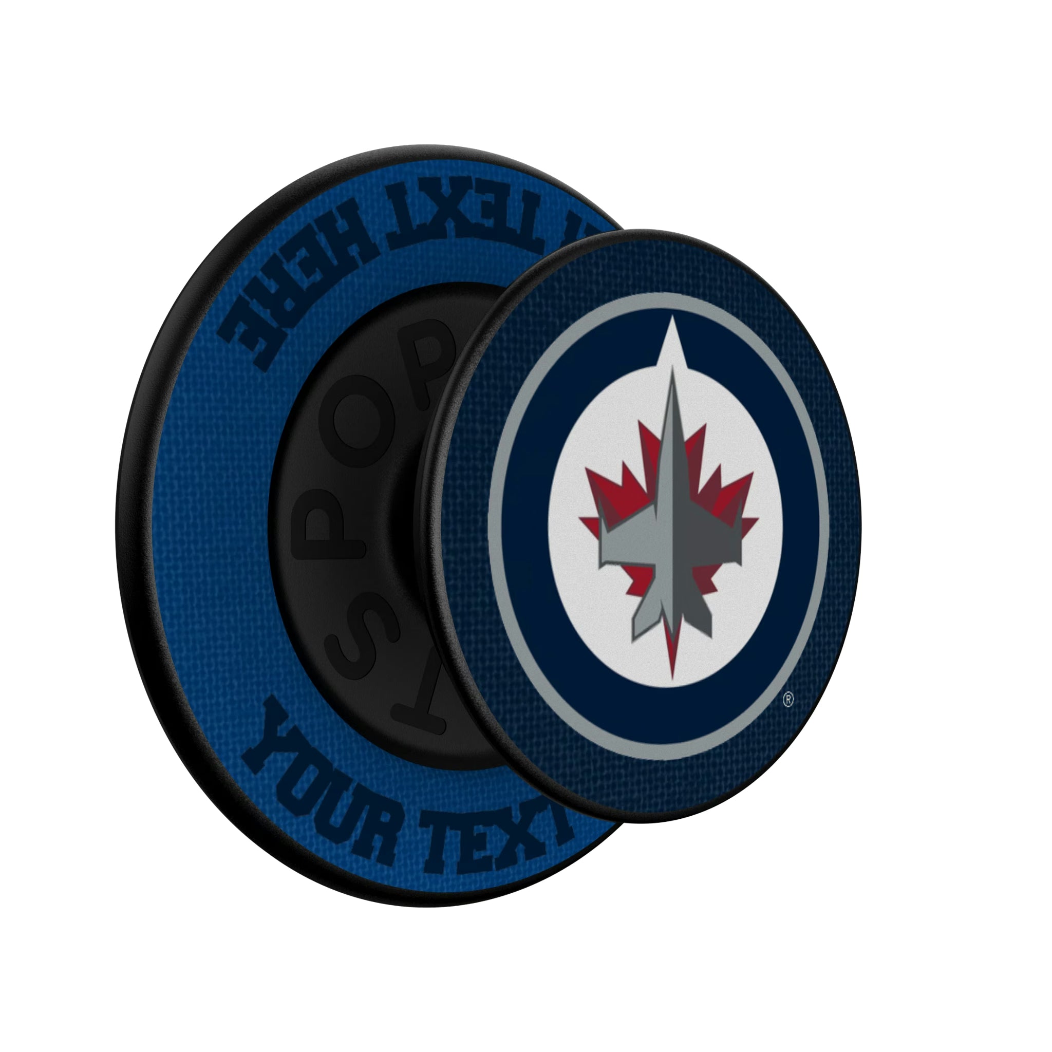 Winnipeg Jets Personalized Endzone Solid Popsockets Round Magnetic - Isometric View